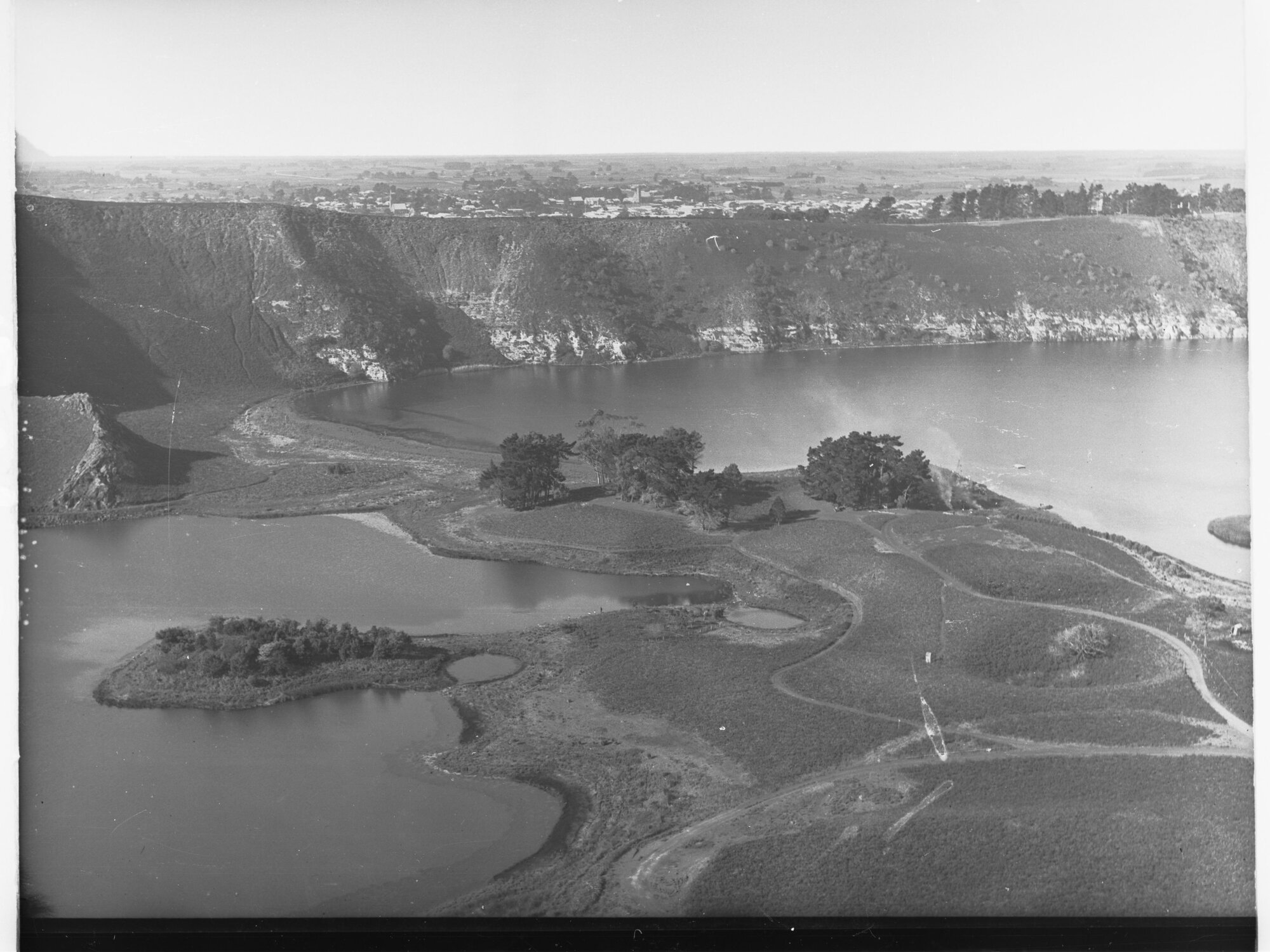 Looking Over Lakes fom Tower Towards Mount Gambier