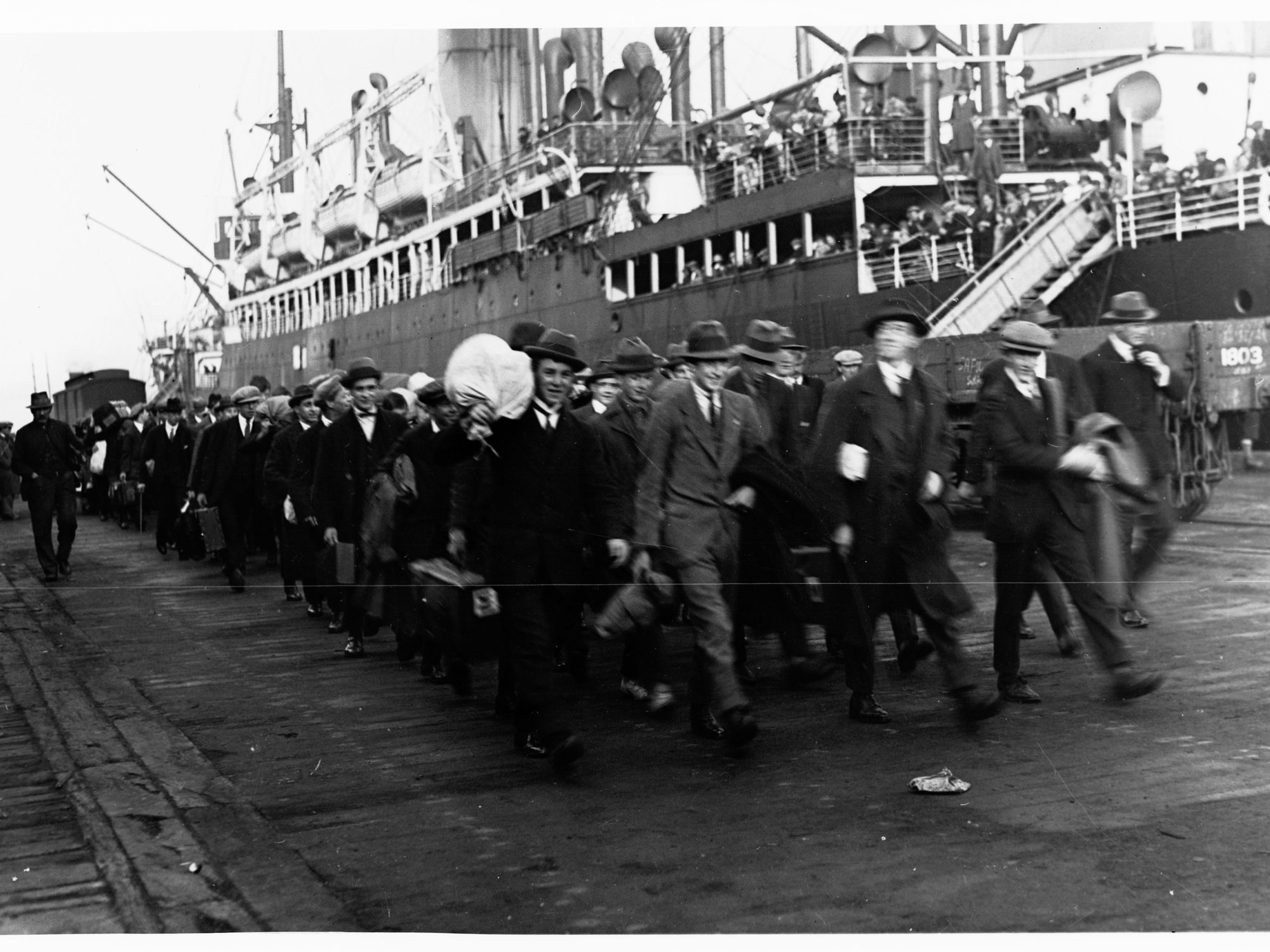 People disembarking ship - Largs Bay
