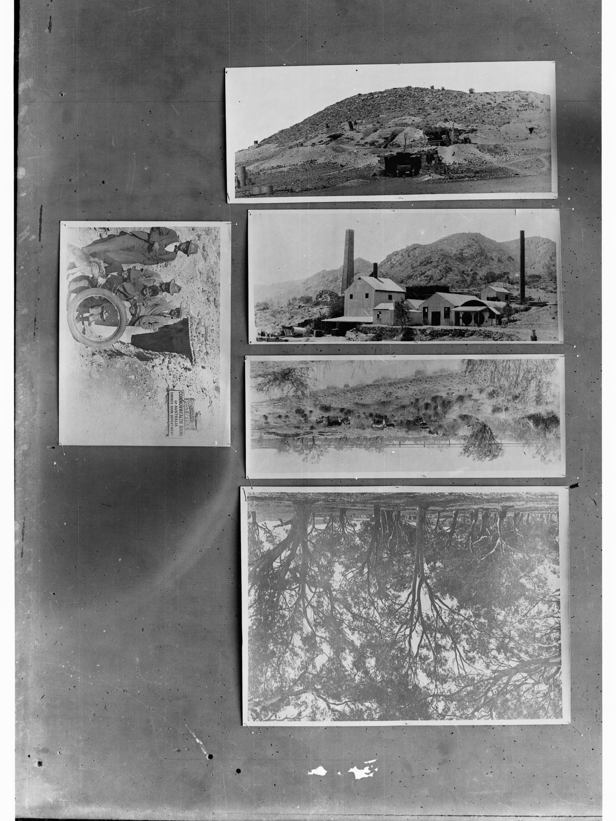 Coober Pedy showing underground housing, bank and post office (4 negatives taken together)