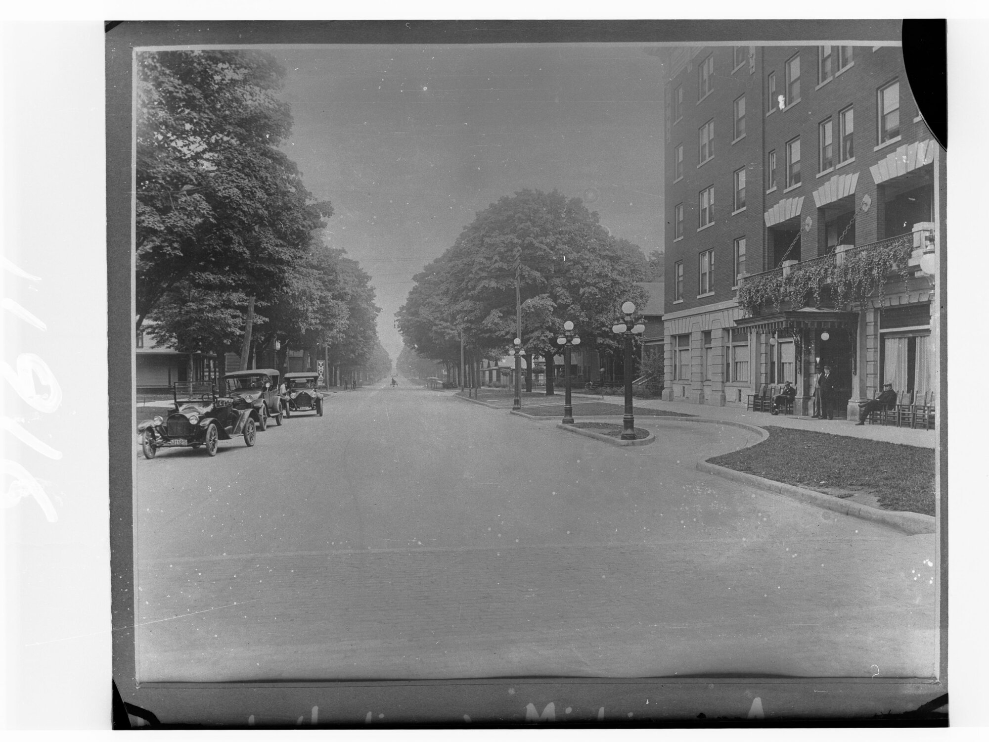 Street in America showing automobiles