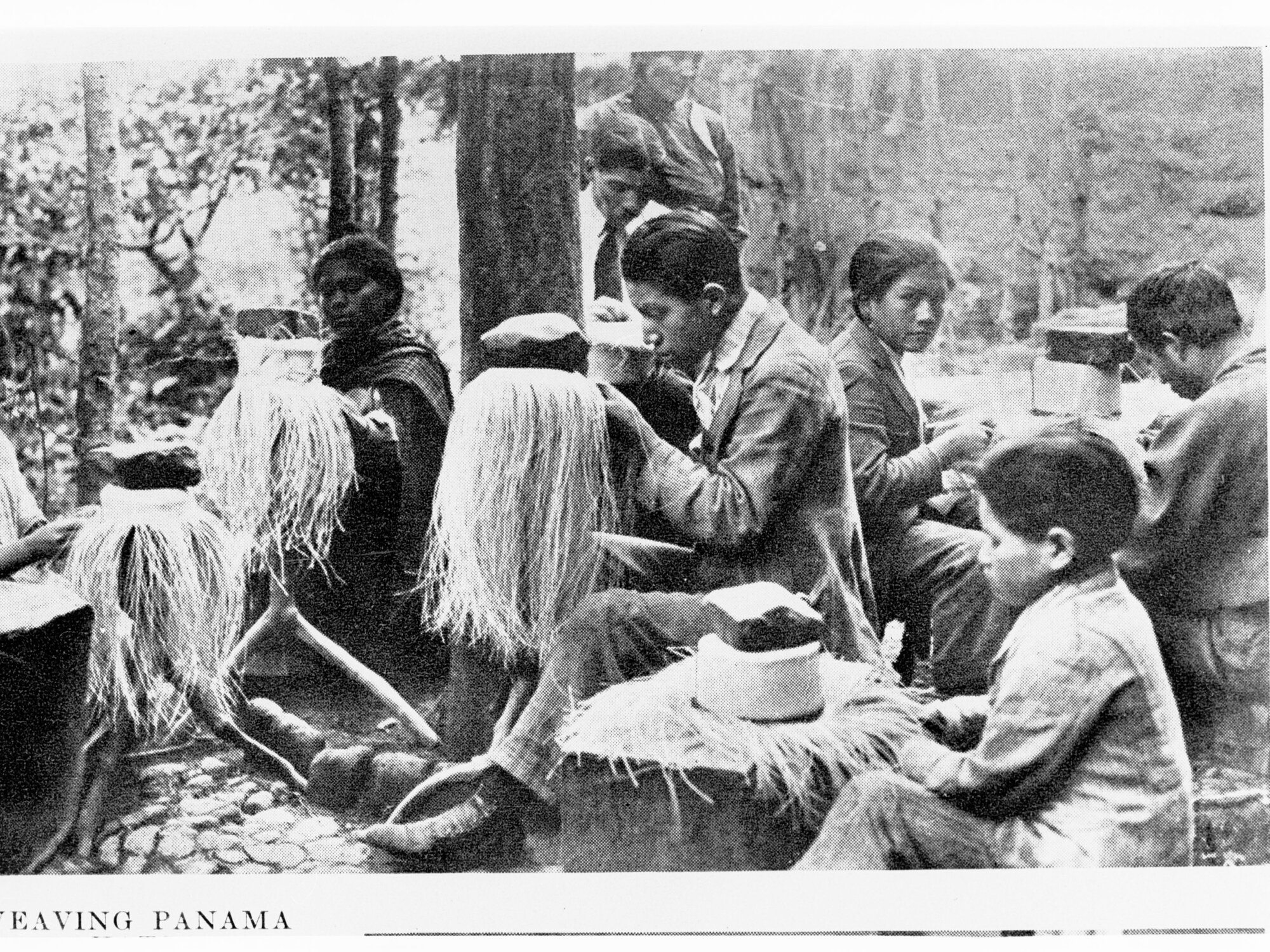 Hats being made by men and boys at Ecuador millinery