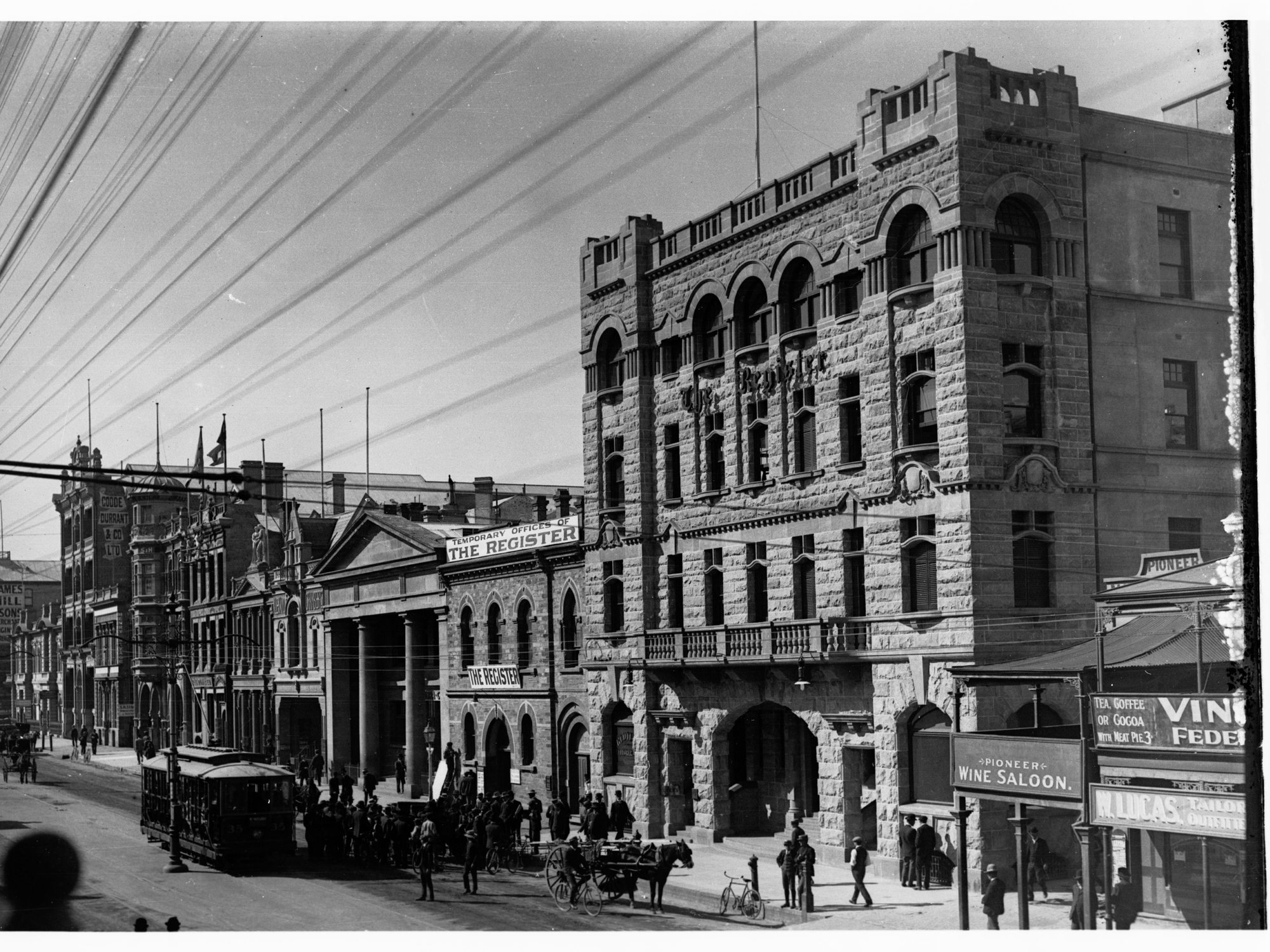 Grenfell Street showing trams and carts