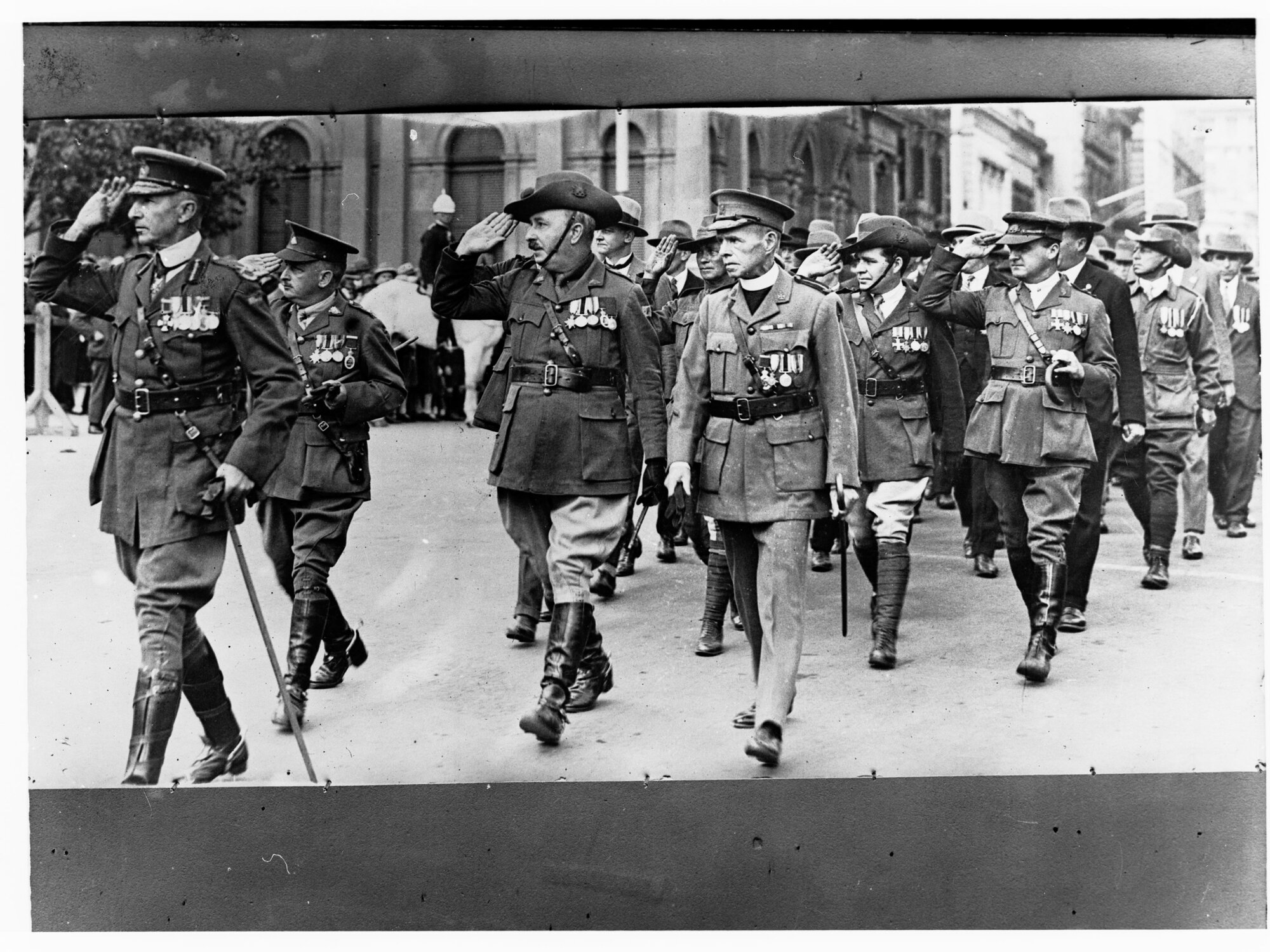 Anzac Day March showing ex-service men