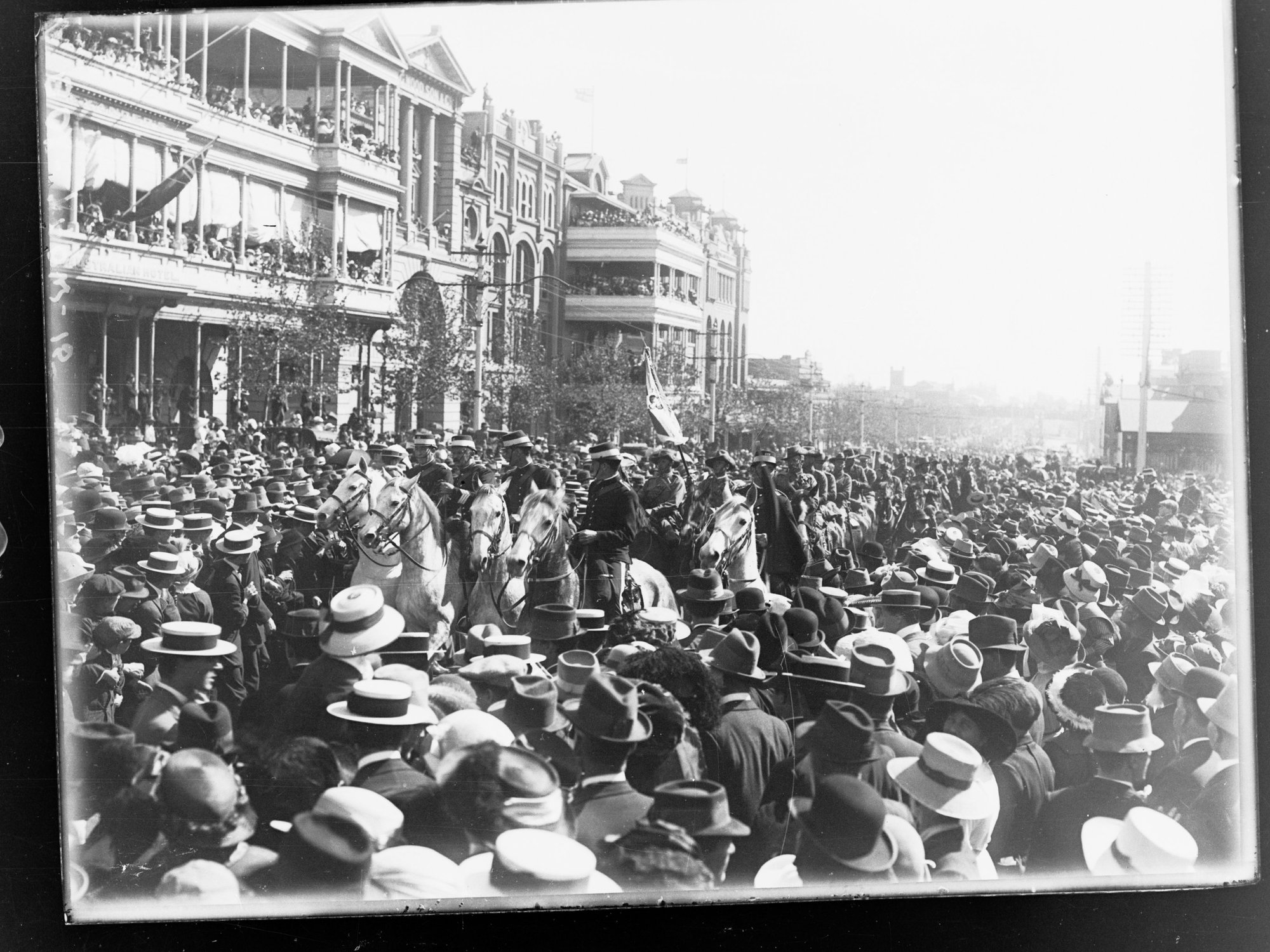 SA Expeditionary Force parade on North Terrace, 1914