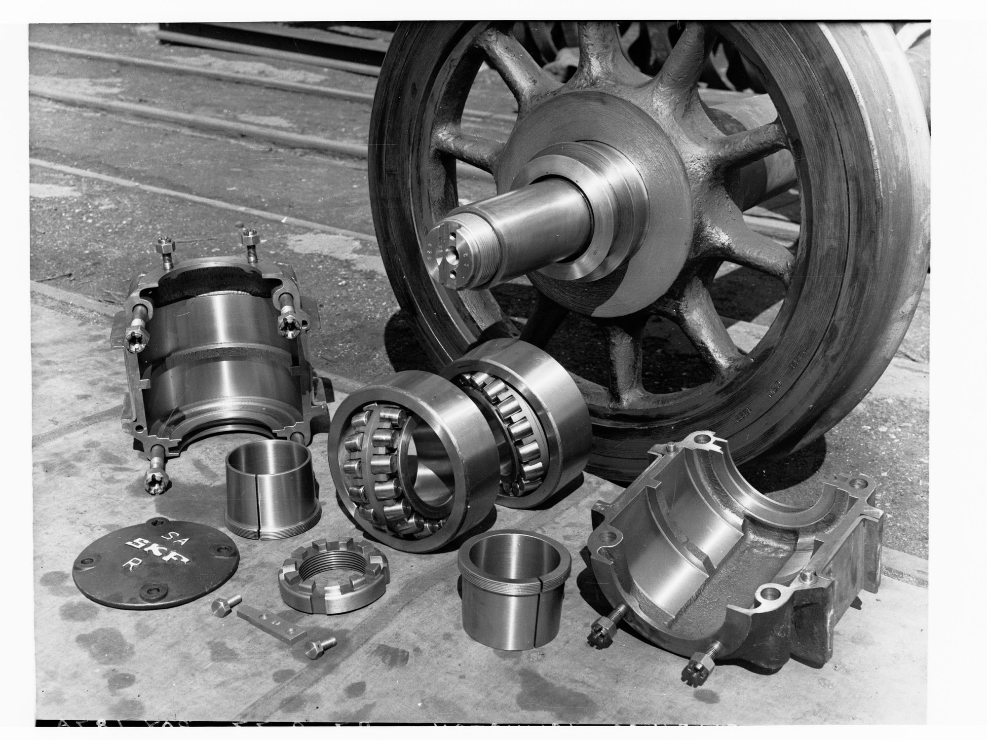 Axle boxes and wheels railway locomotive - Islington Railway workshop
