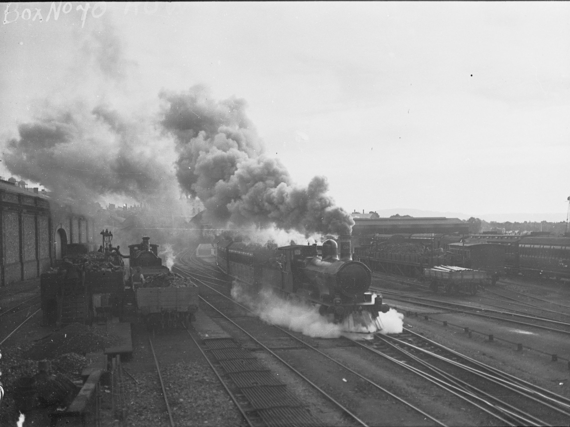 Steam train on track, Rx engine leaving Adelaide, engine no. 140