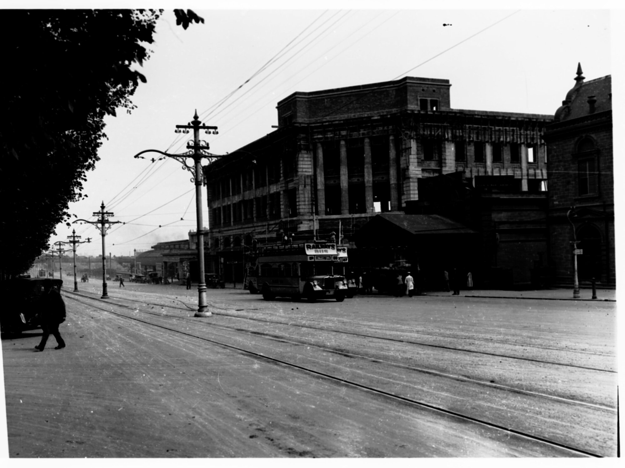 North Terrace Showing Adelaide Railway Station and Buses Outside