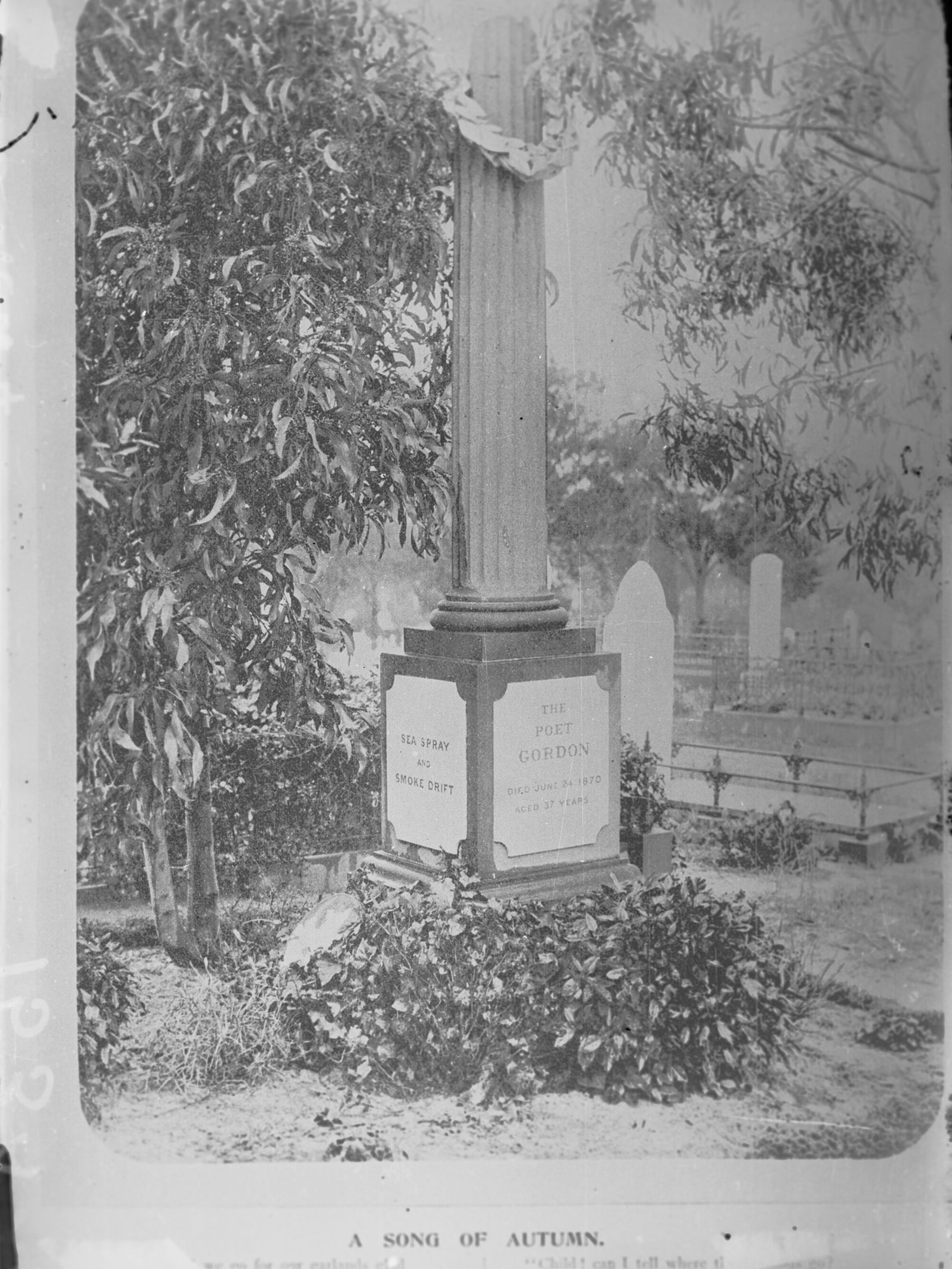 Memorial of the late poet Adam Lindsay Gordon 