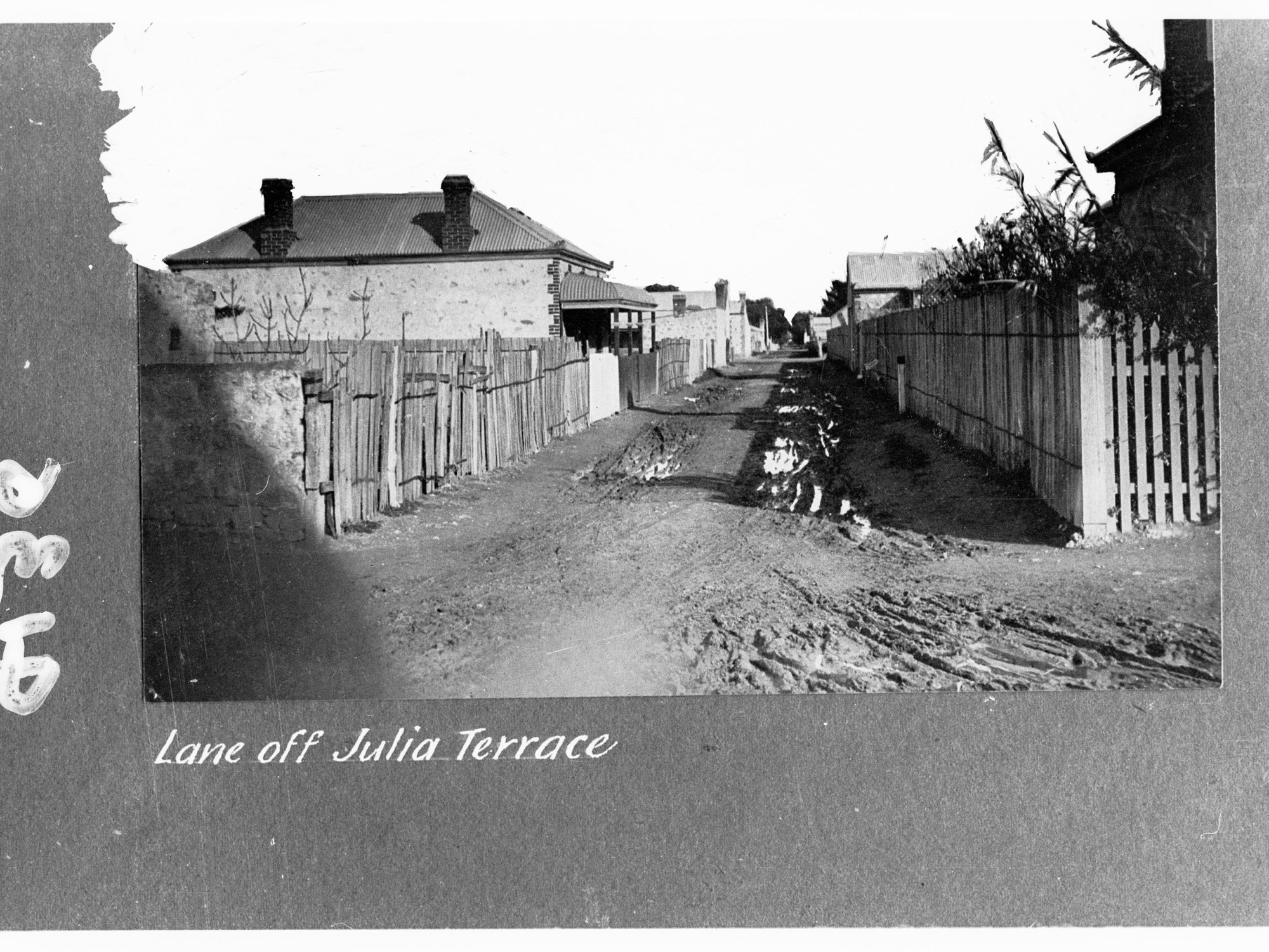 Lane off Julia Terrace - showing housing and fences