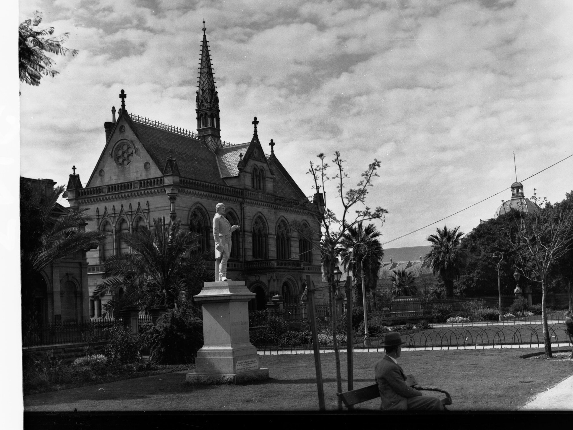 University Building on North Terrace Showing Statue of Robert Burns