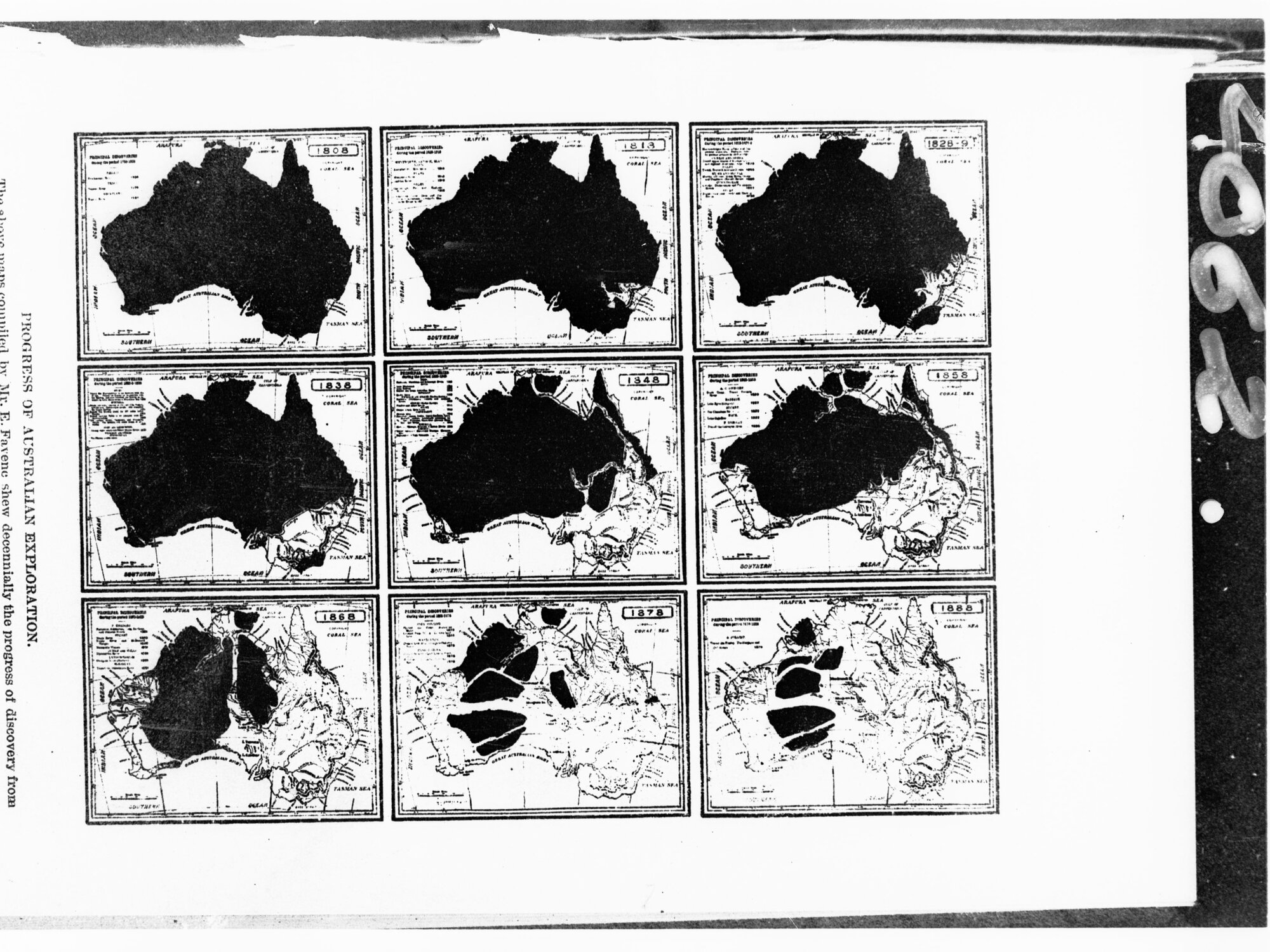 Maps of Australia showing progess of exploration