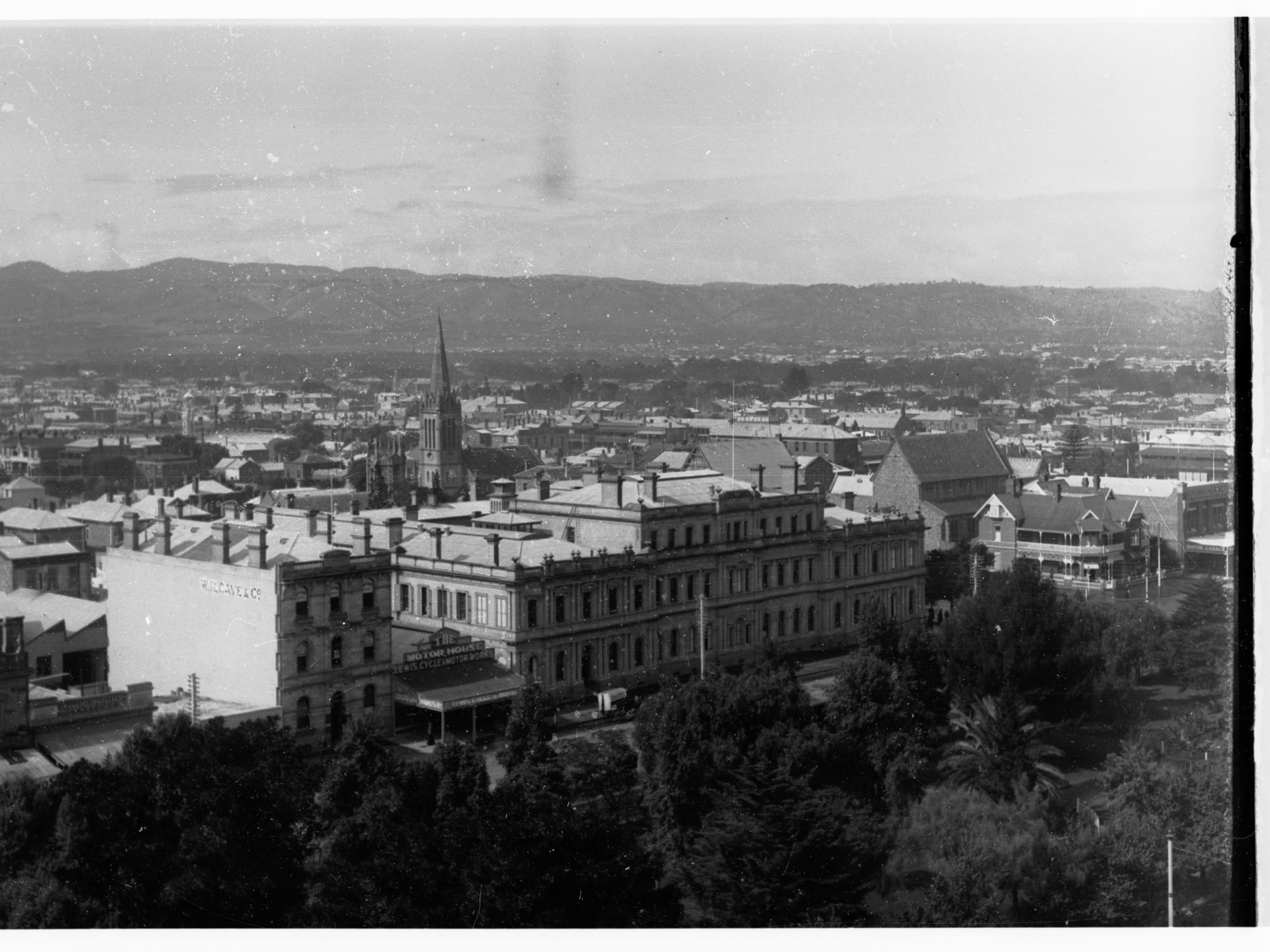 Victoria Square looking south-east.  Also showing tower on the Scotch Church, St. Andrews