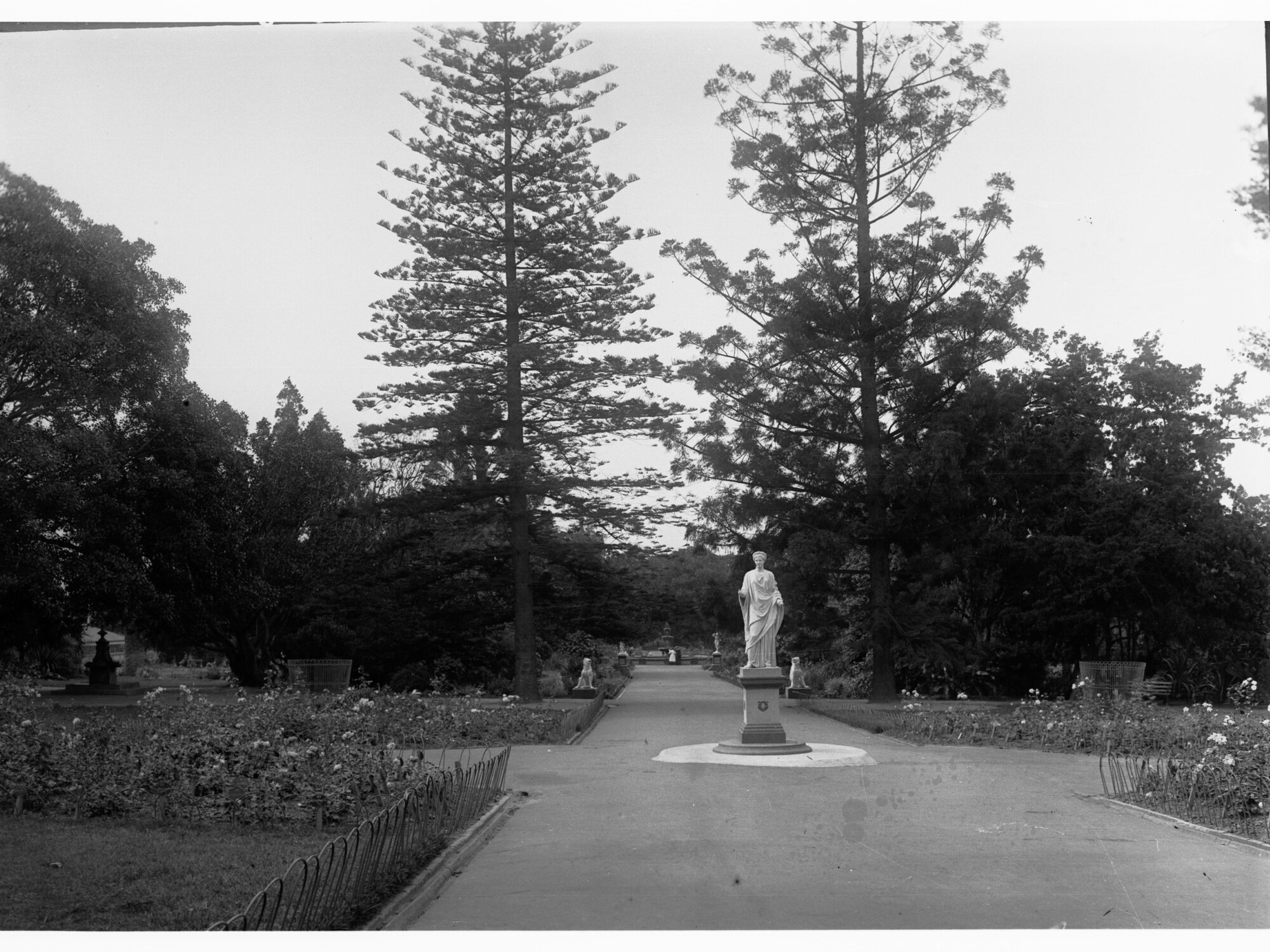Pathway in Botanic Gardens Showing Statue