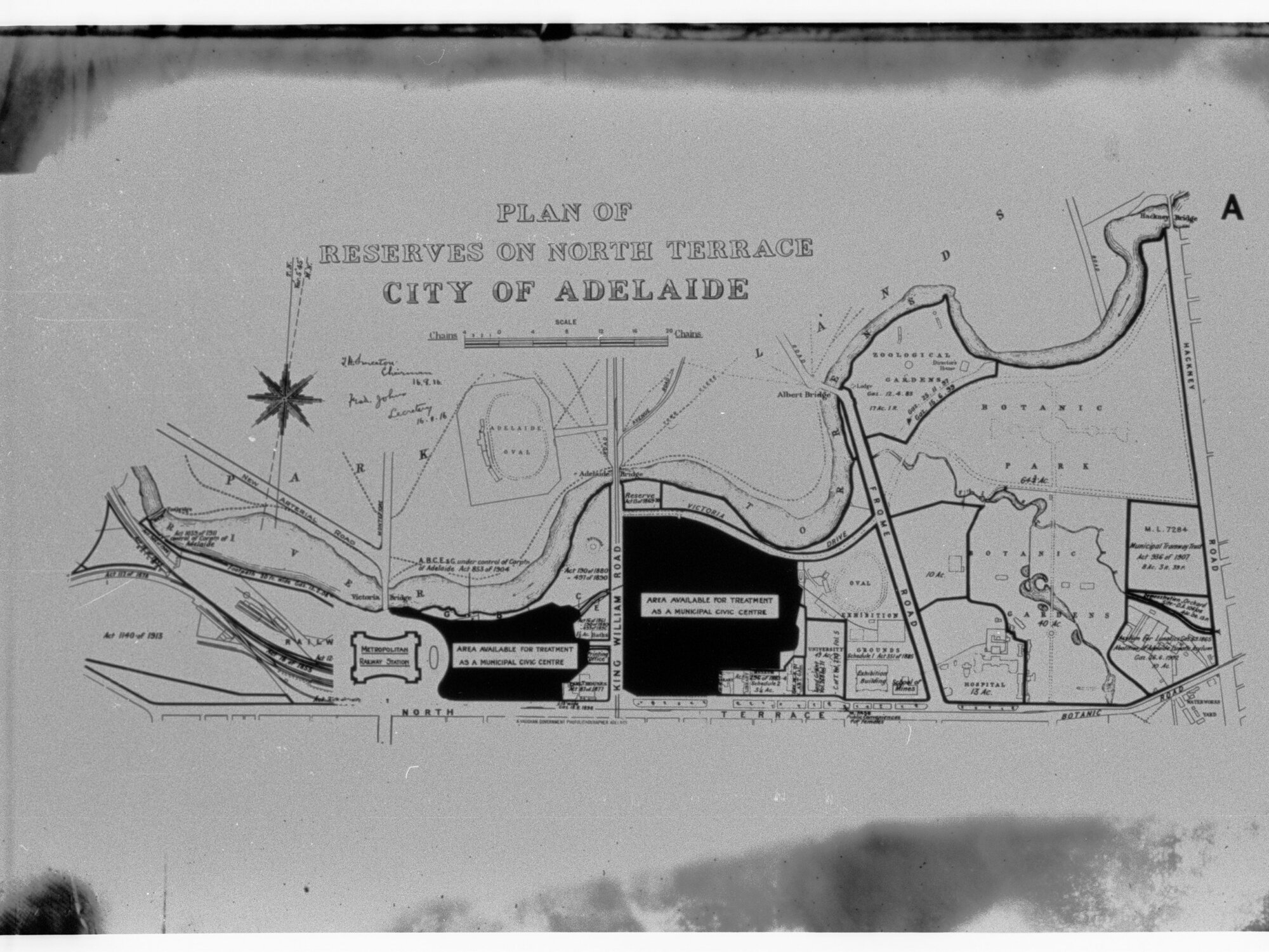 Plan of reserves on North Tce, Adelaide