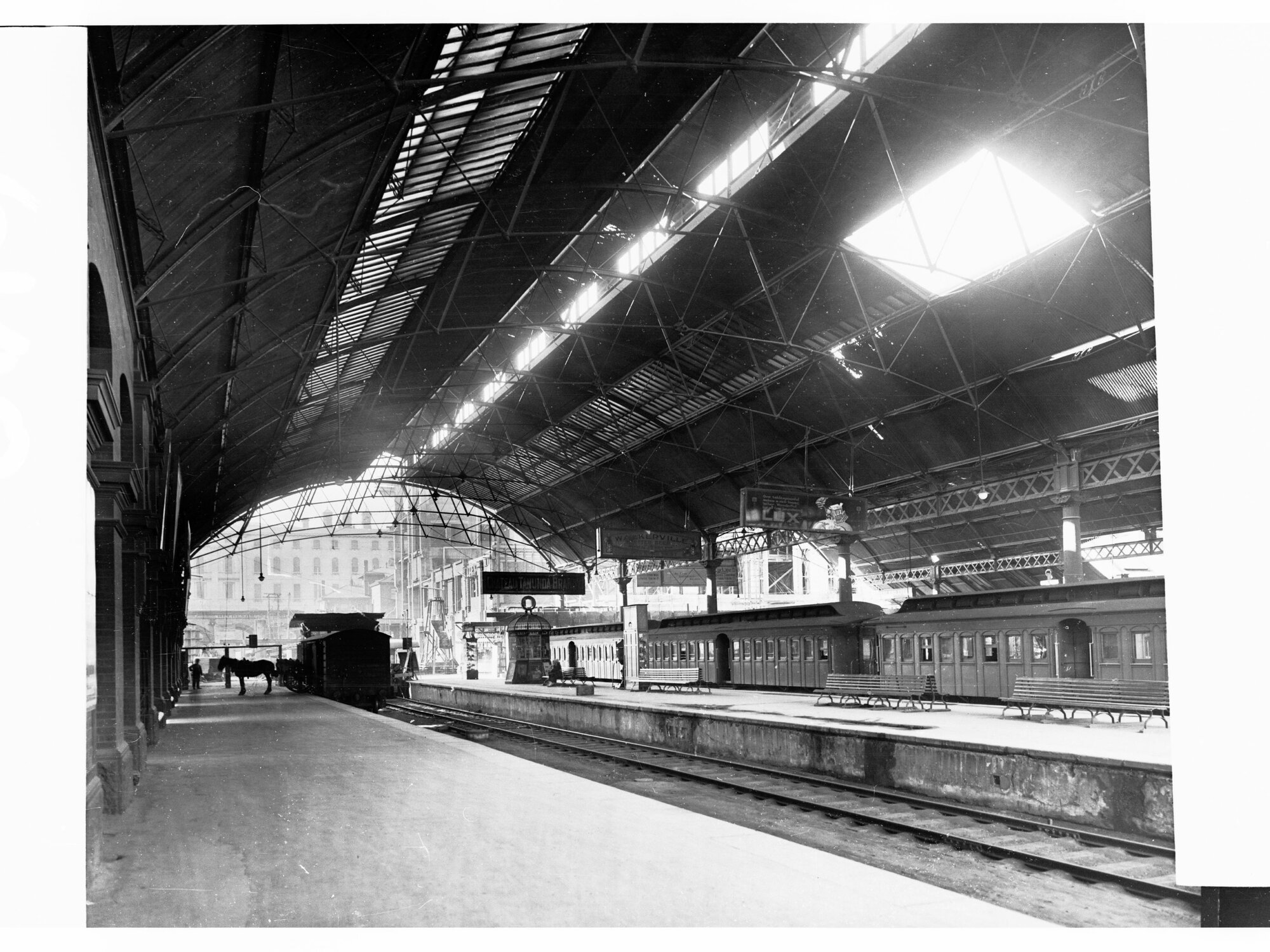 Adelaide Railway Station Under Construction Showing Platforms and Horse and Cart
