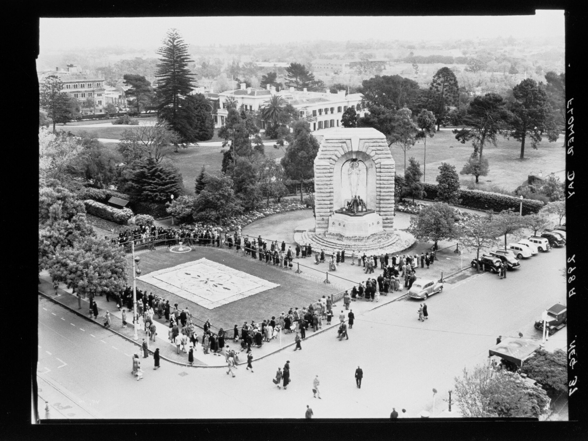 Flower Day - aerial shot of  War Memorial on North Terrace