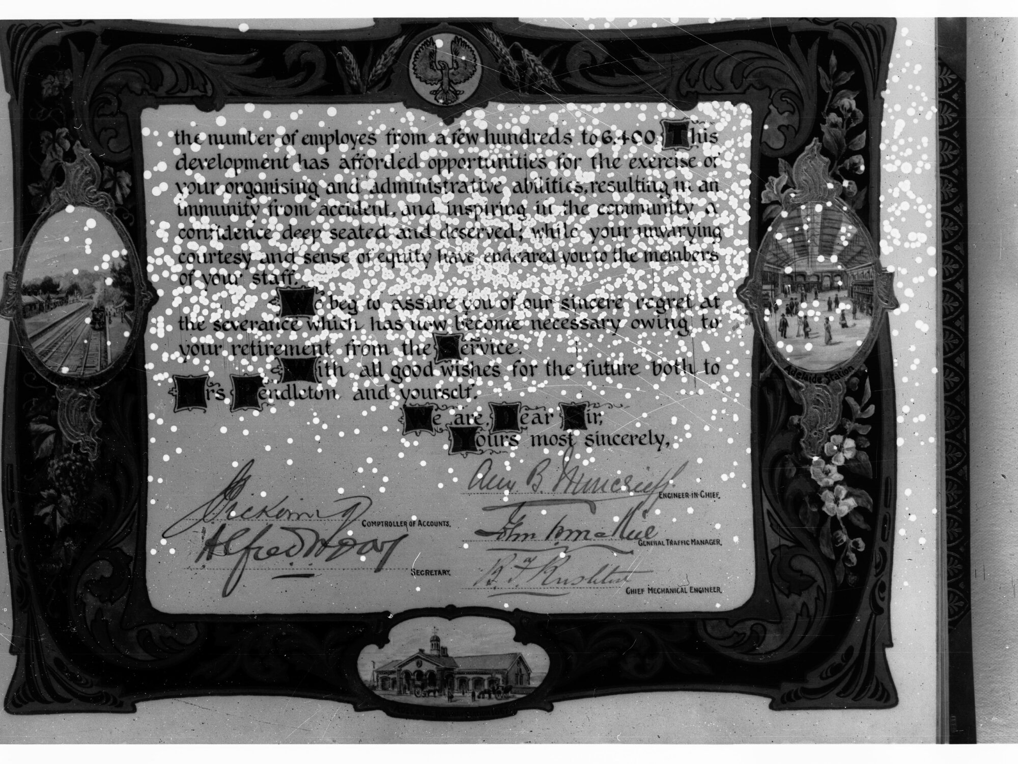 Memorial Regarding Retirement of Mr Pendleton - Railways Employee