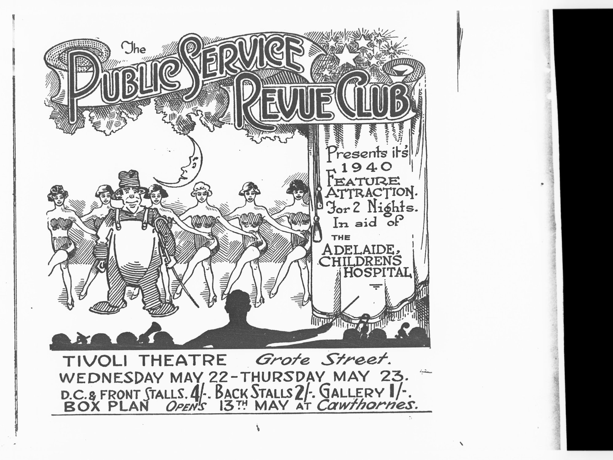 THIS PRINT IS MISSING - Poster for the Public Services Revue Club - at Tivoli Theatre in Grote Street