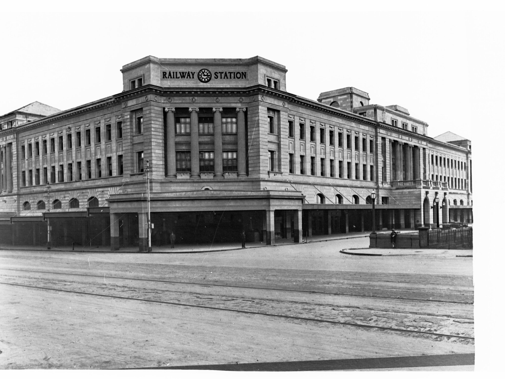 Adelaide Railway Station Showing Clock on North Terrace