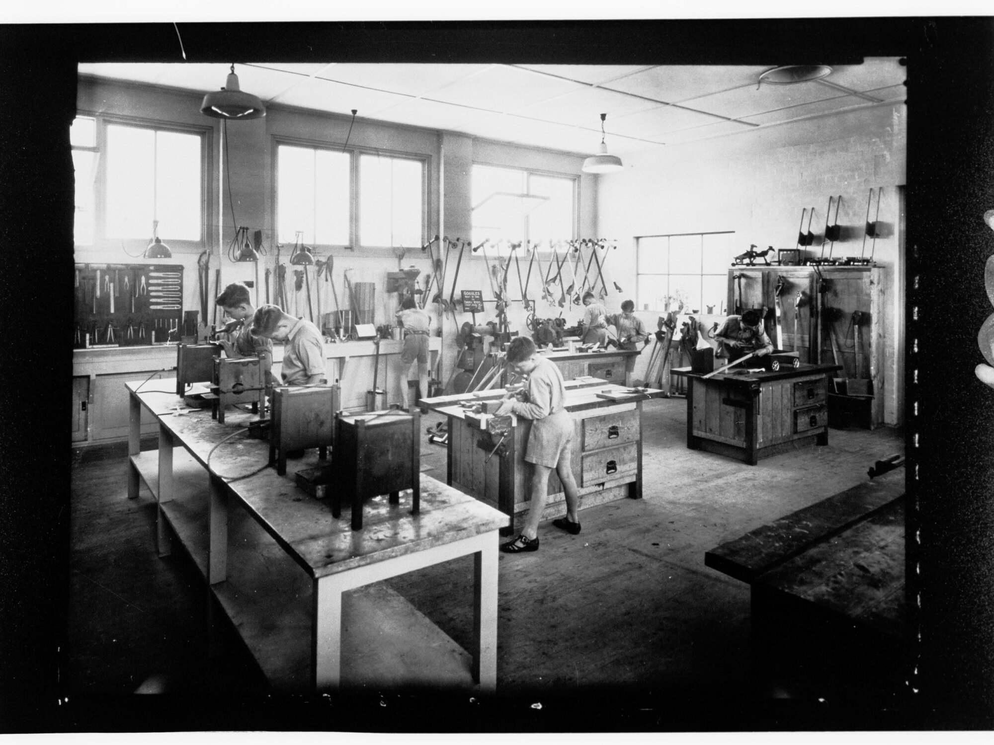 Children's Welfare Department - boys in woodworking room