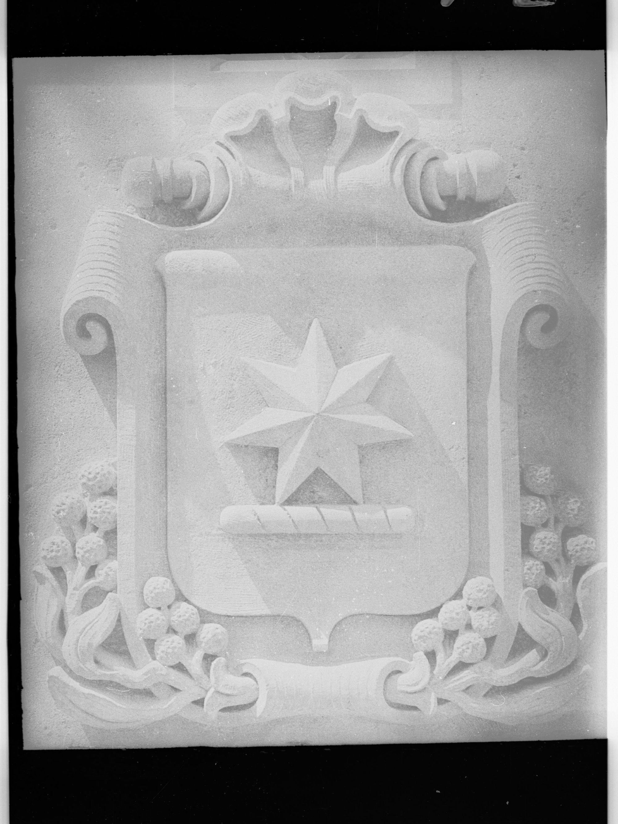 Carved stone panel for the Education Building
