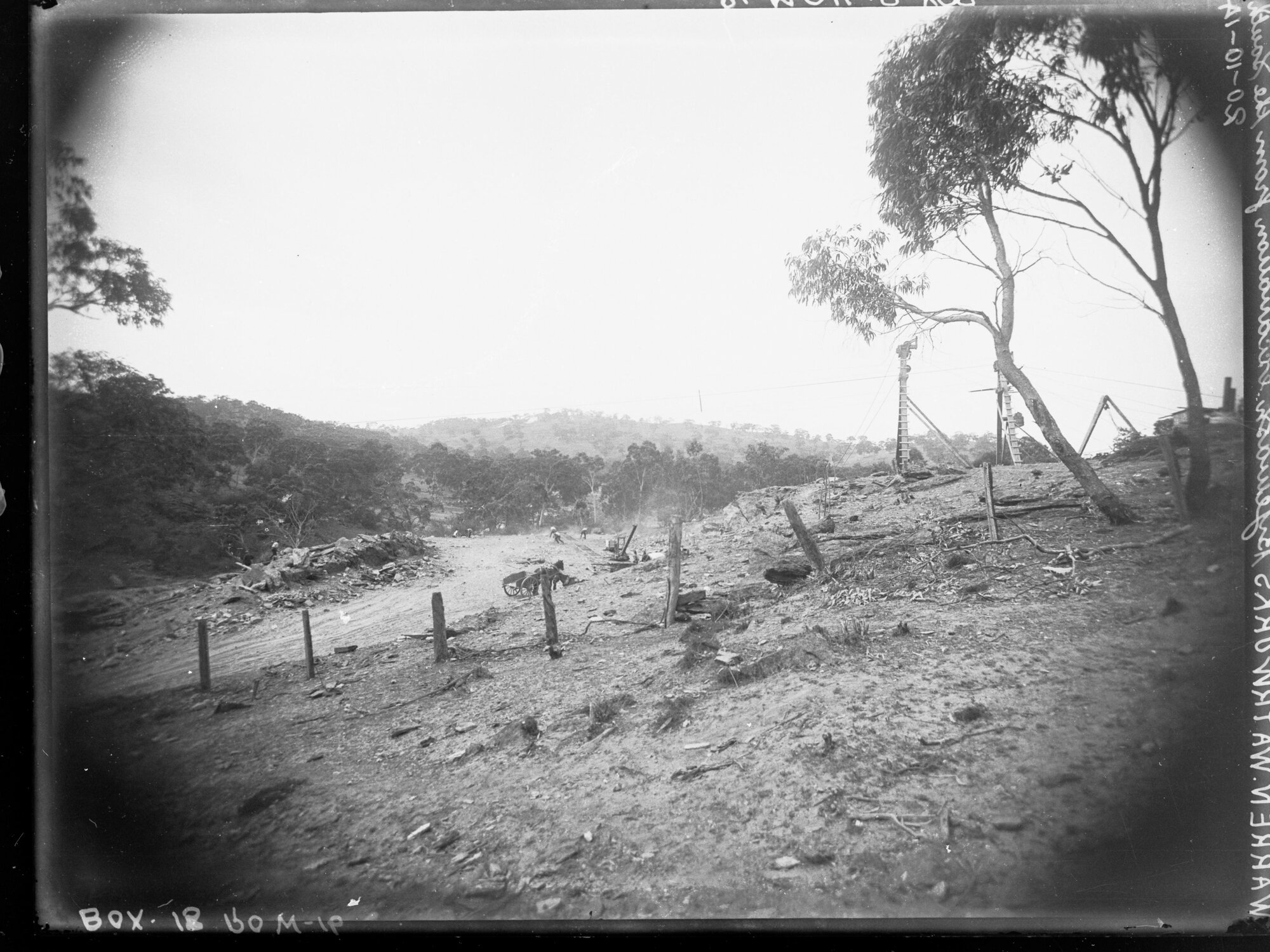 Construction of Warren Reservoir - bywash excavation from the South Para River, South Australia