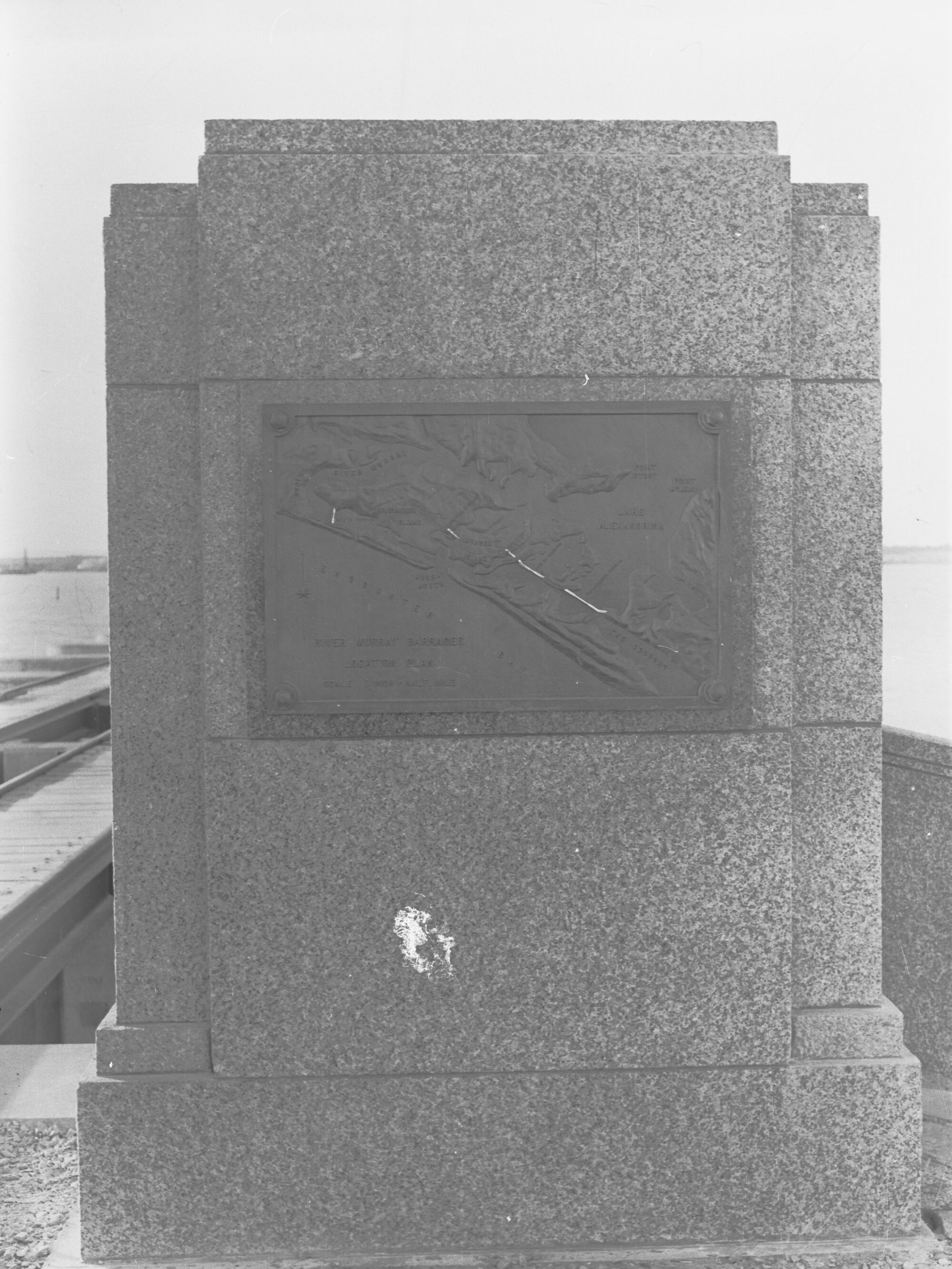 Plaque showing locations of River Murray barrages
