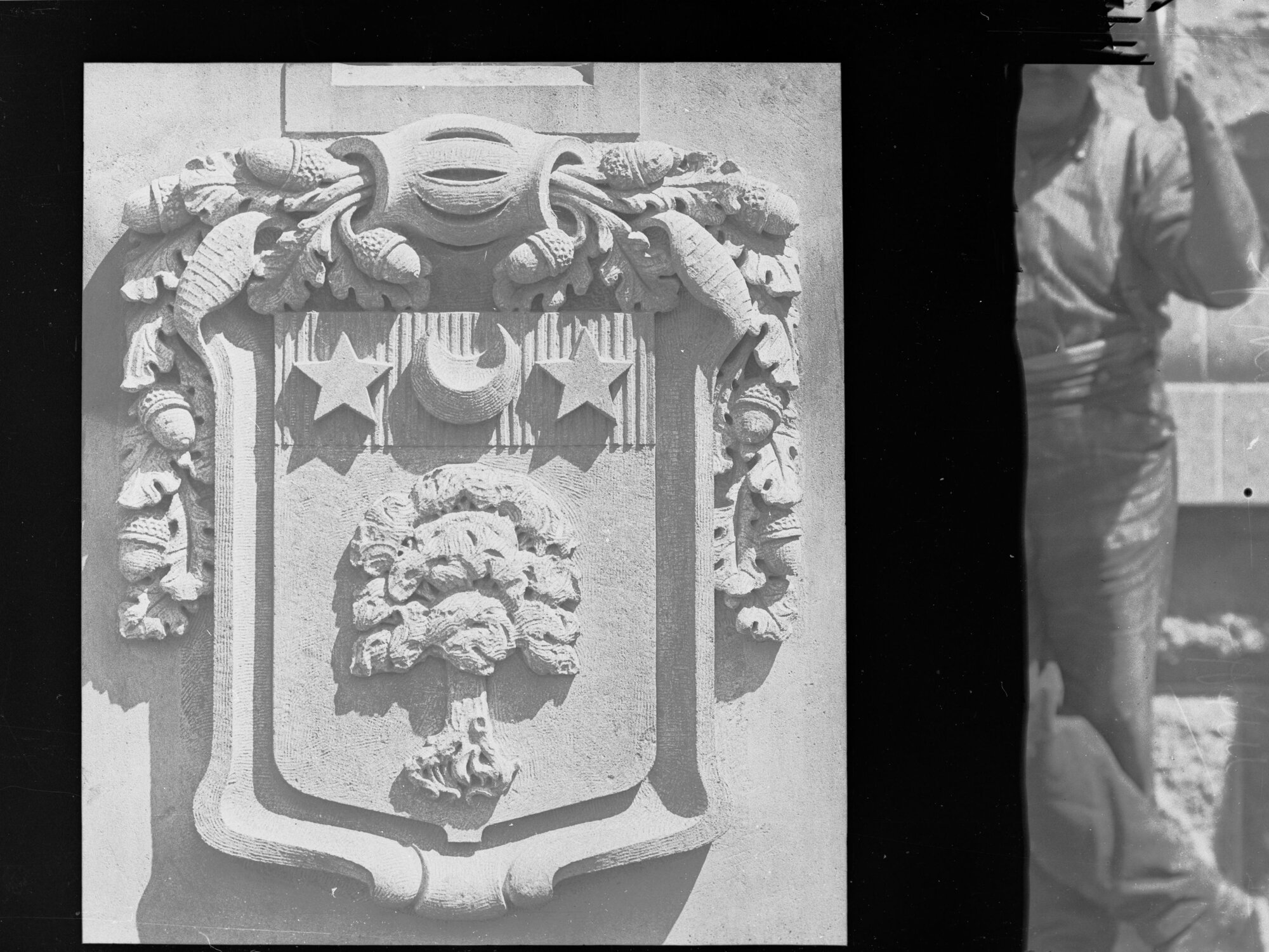 Carved stone panel for the Education Building