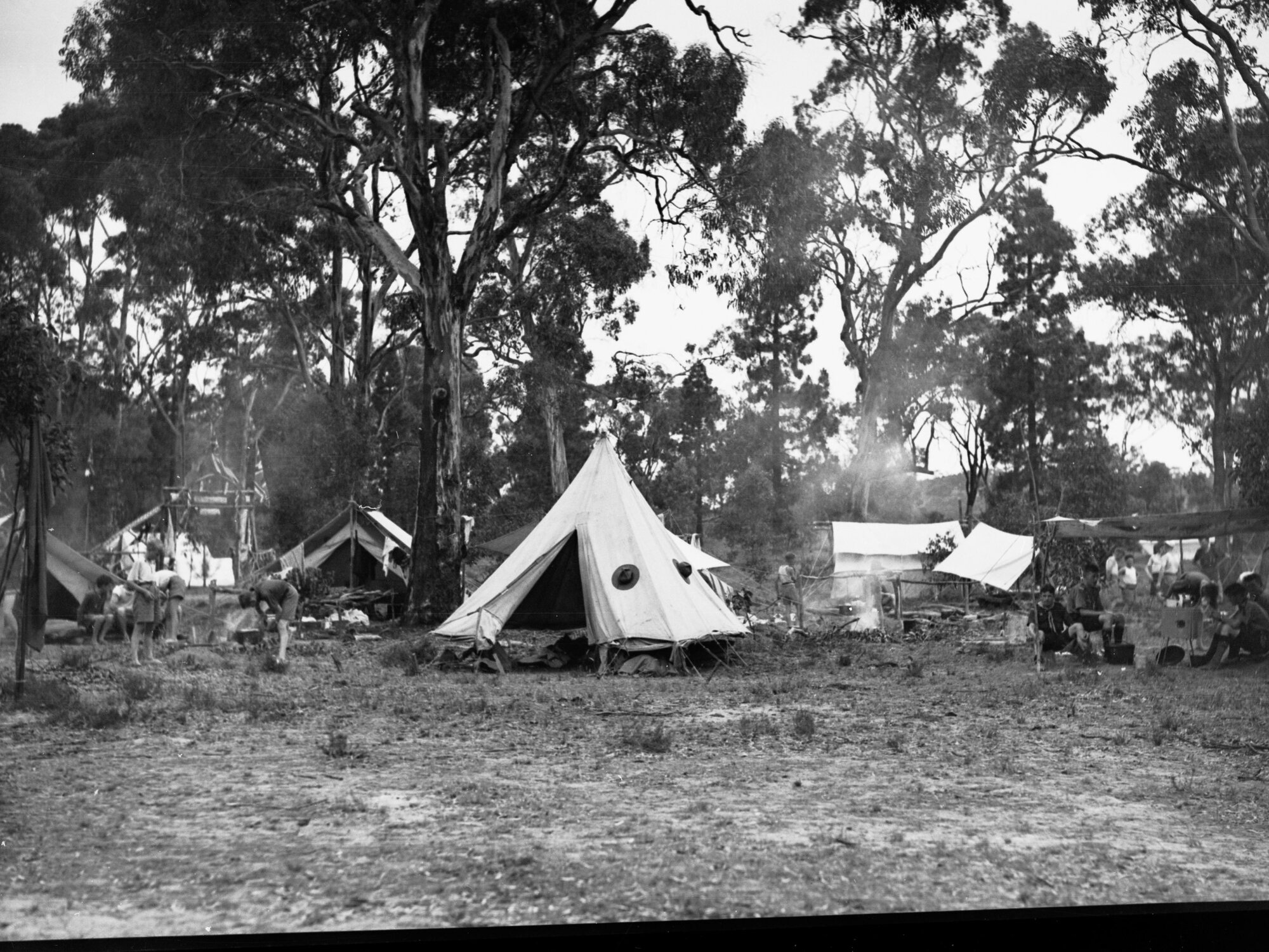 Boy Scout camp at Belair showing tents