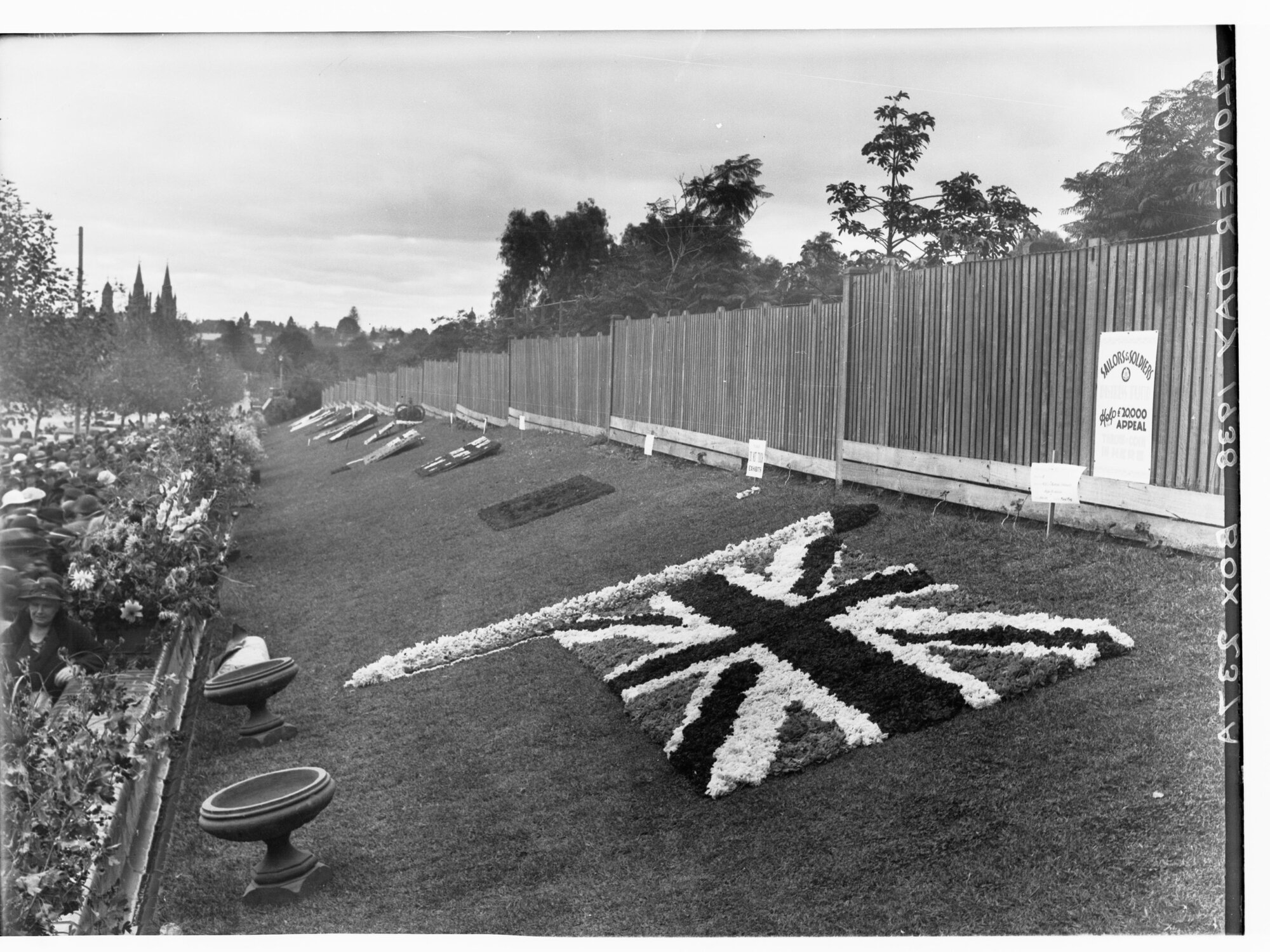 First Flower Day display, Floral Flags beside Government House, Adelaide