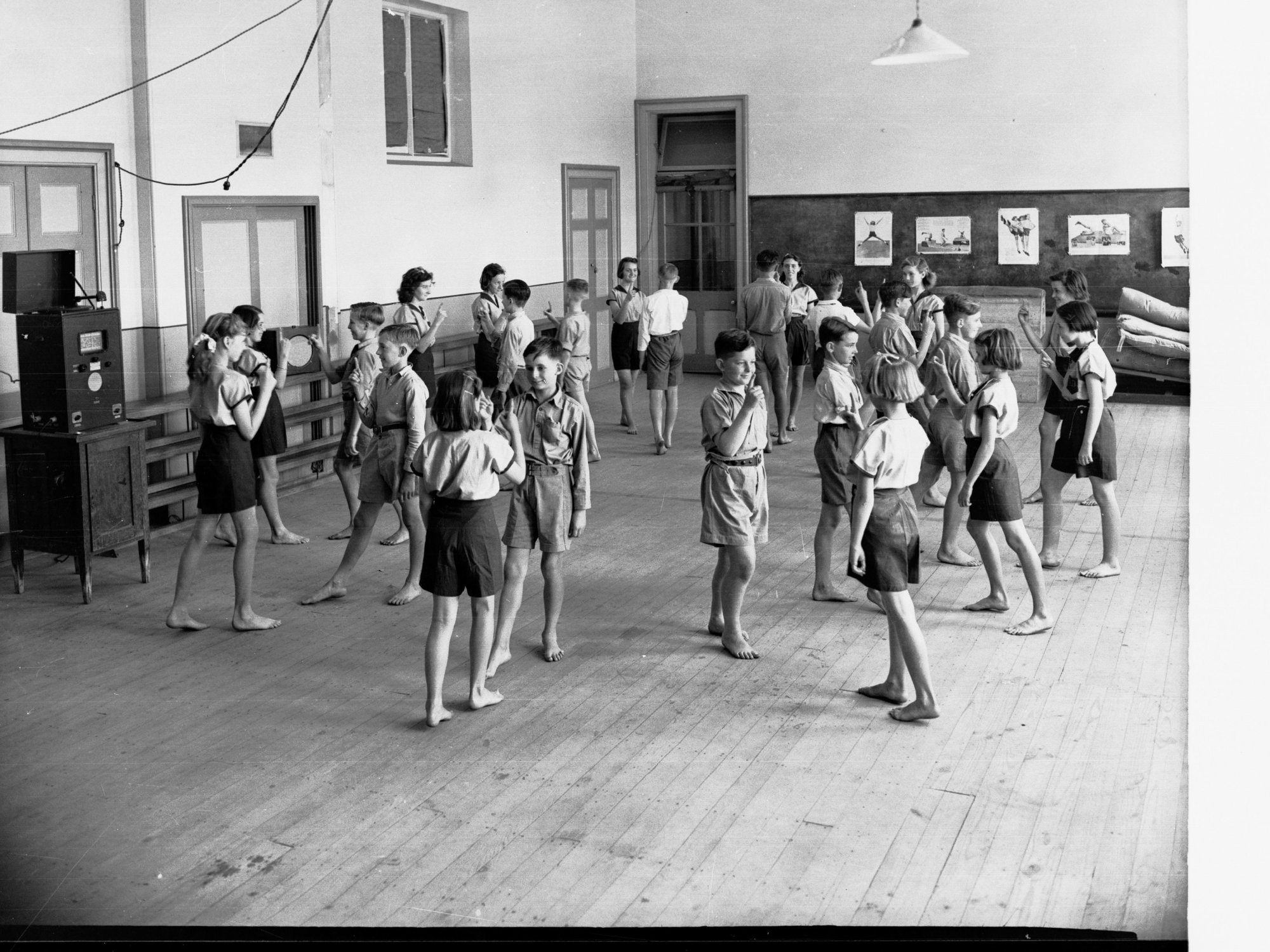 Exercise drill at North Adelaide Public School, c1945