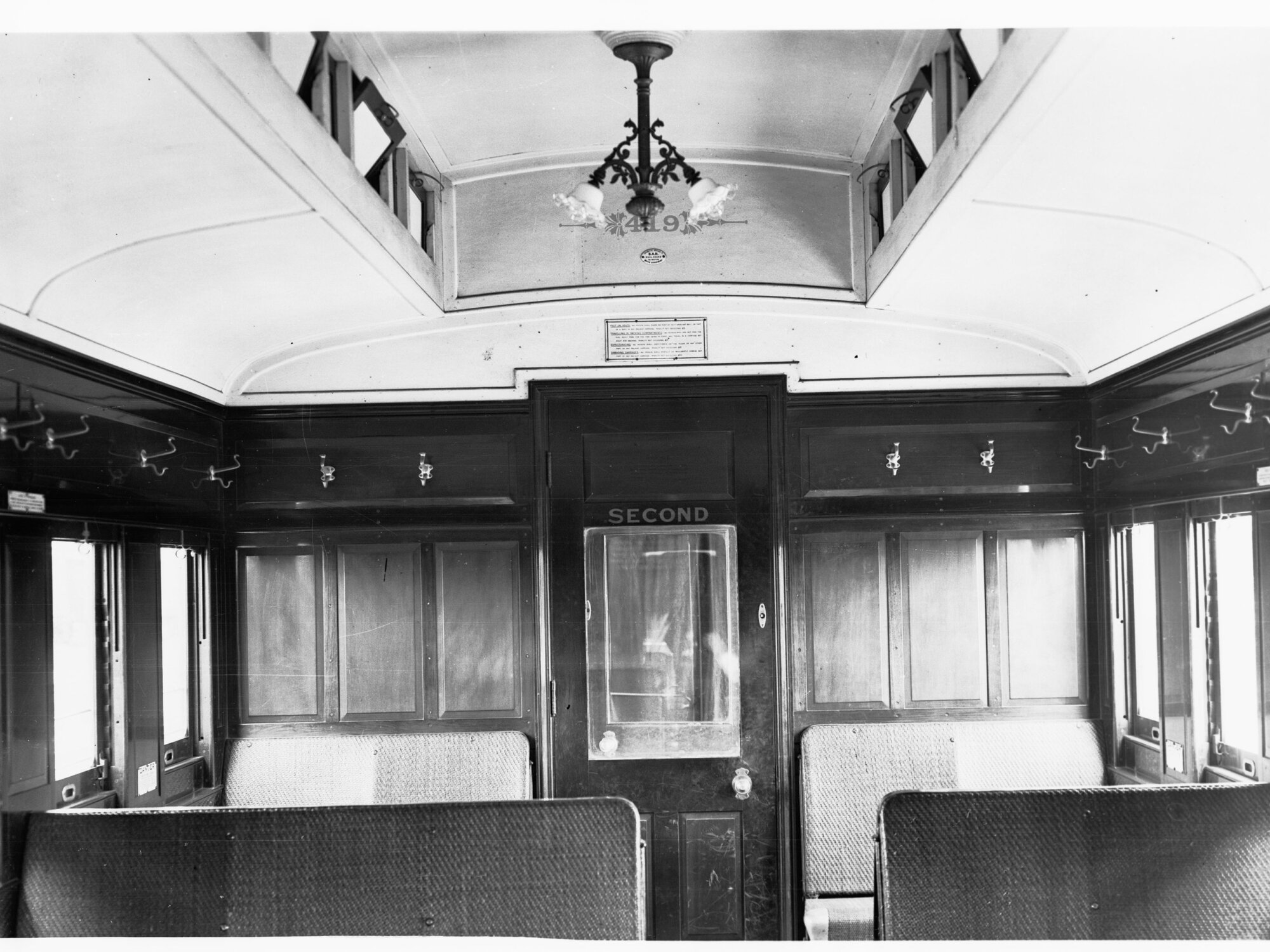 South Australian Railways carriage showing seats and doorway