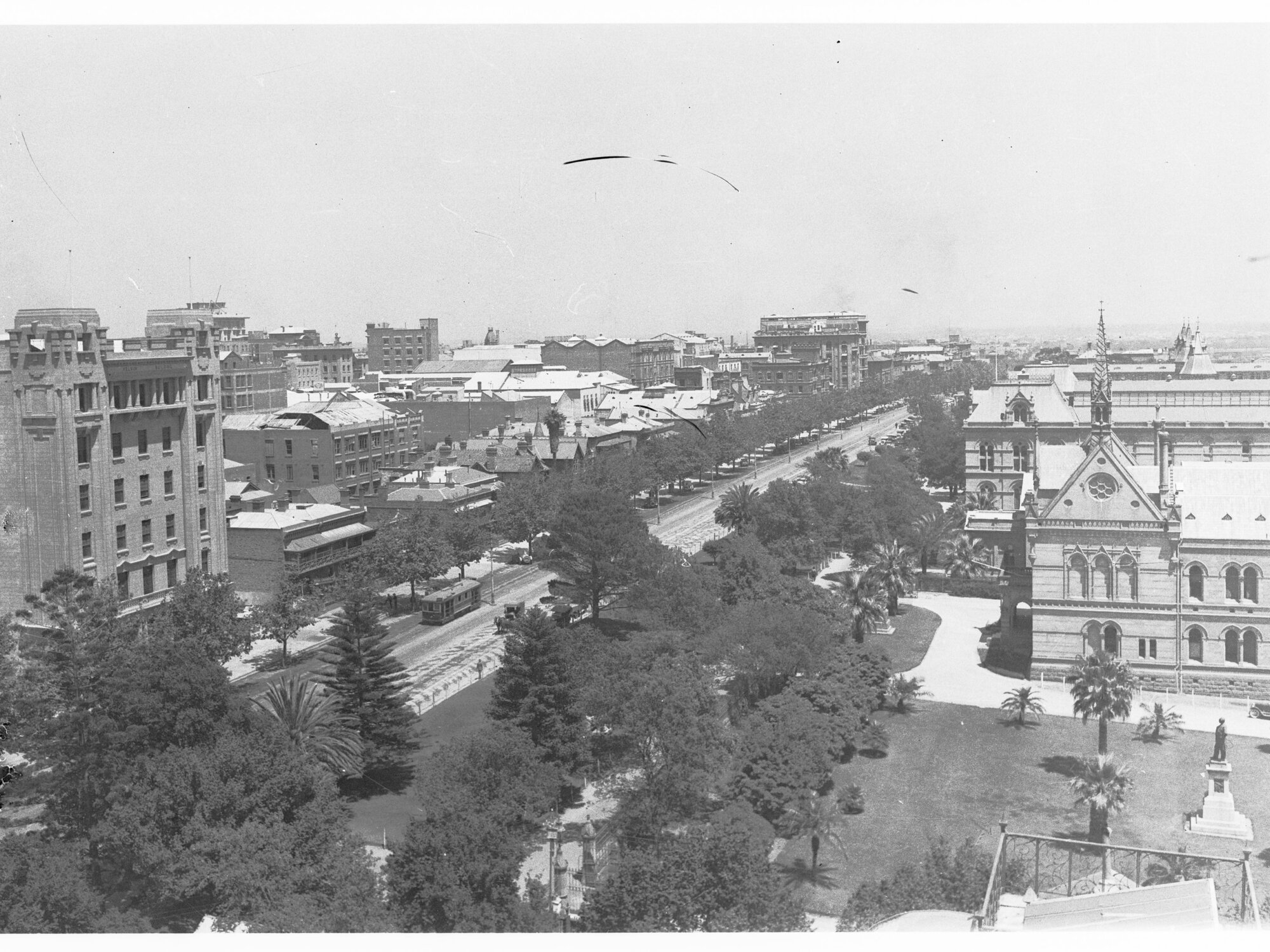 North Terrace from East Tower, Adelaide University, looking west