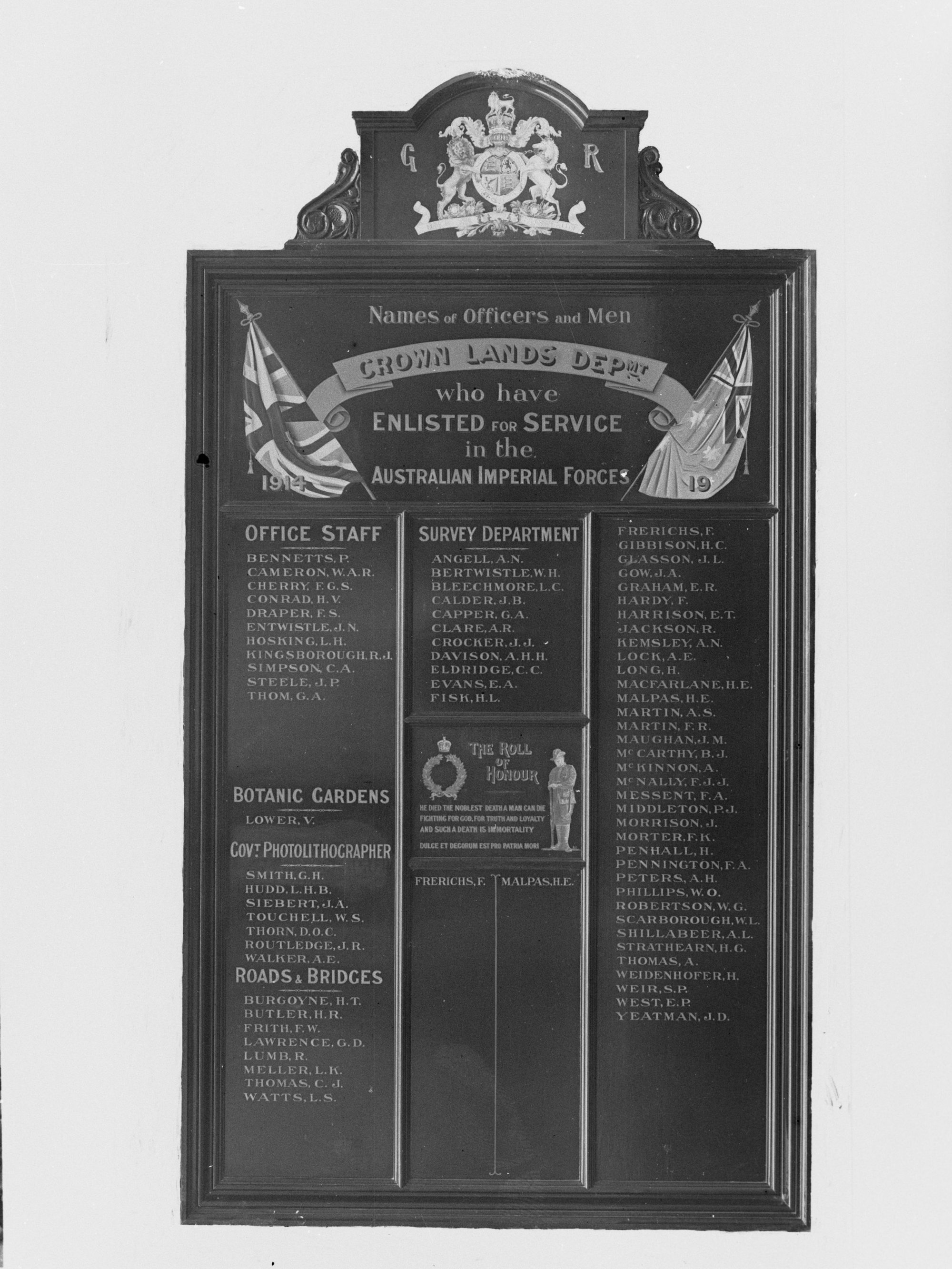 Great War Roll of Honour: S A Crown Lands Department
