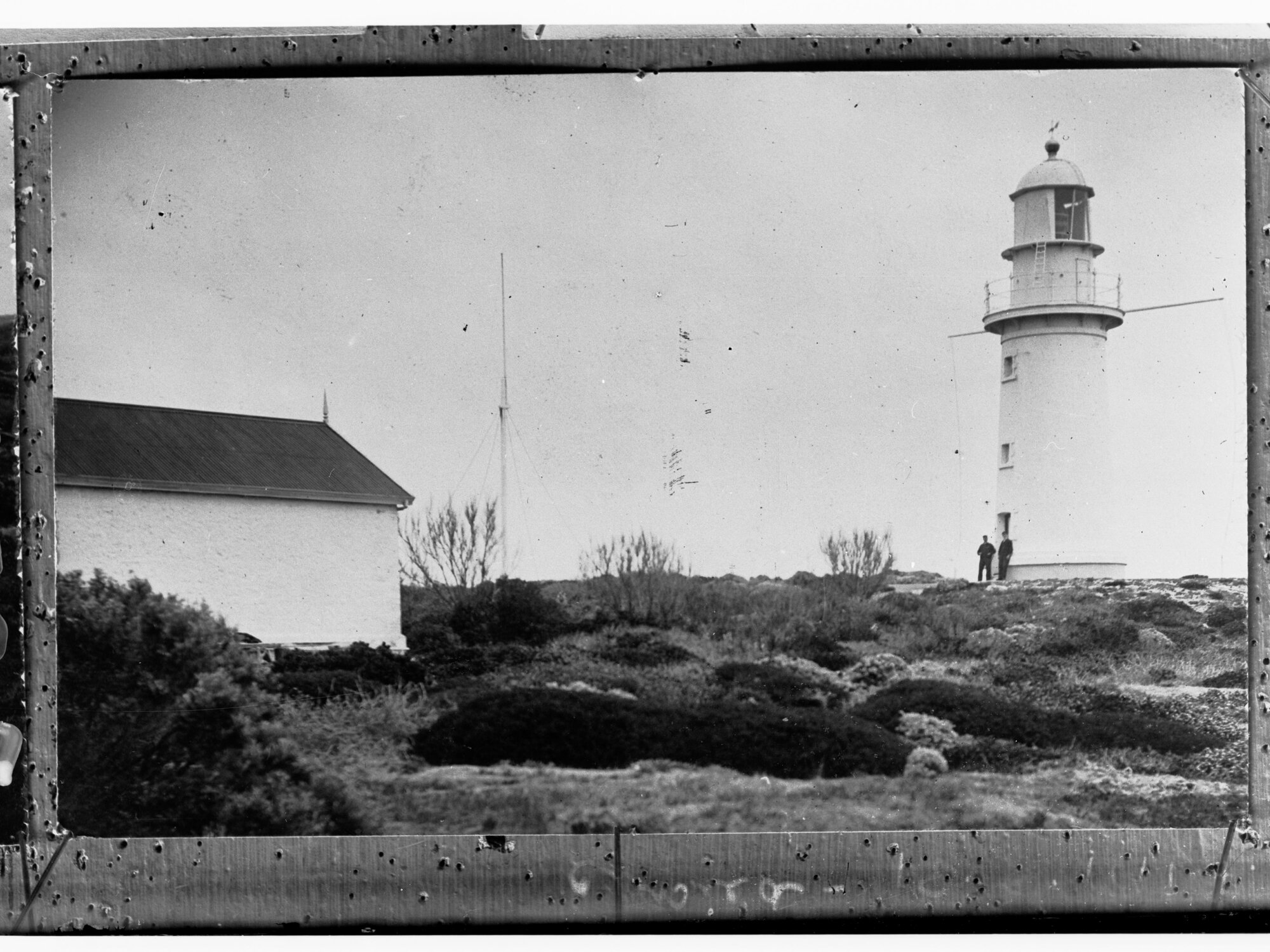 Corny Point Lighthouse - shows two men standing outside