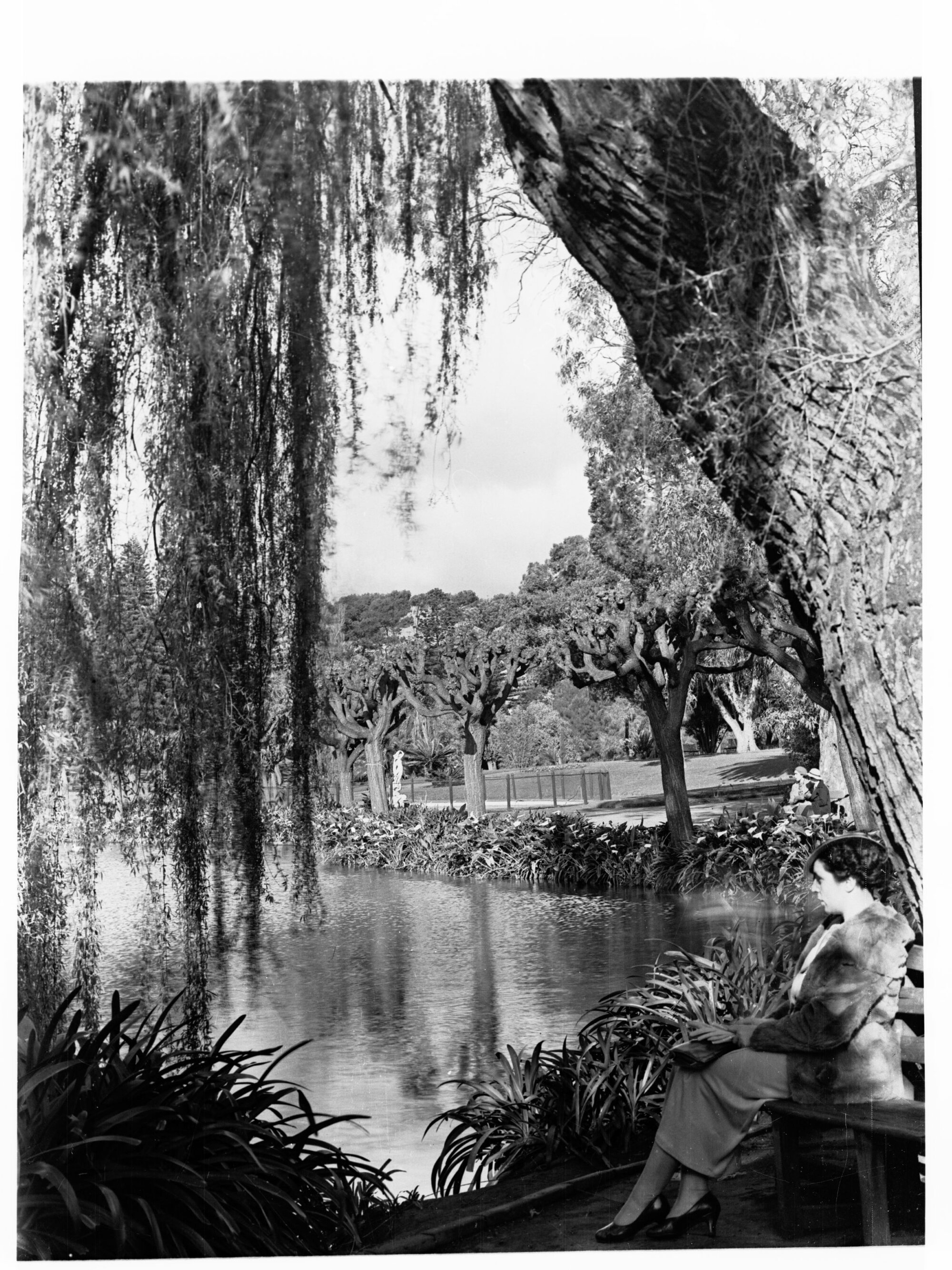 Woman Sitting by the Pond 