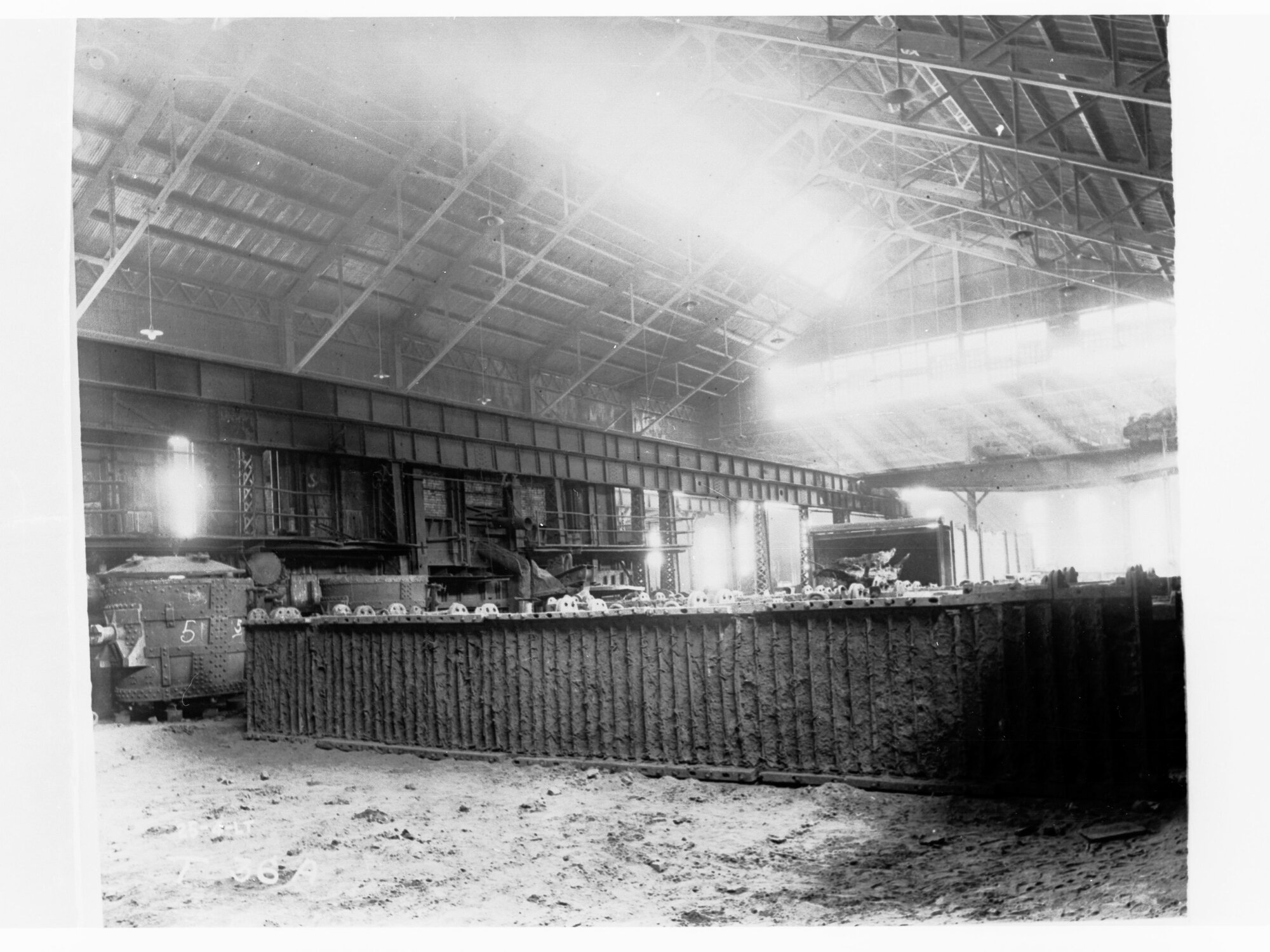 Armstrong and Whitworths works, Newcastle, England - railway locomotive being built