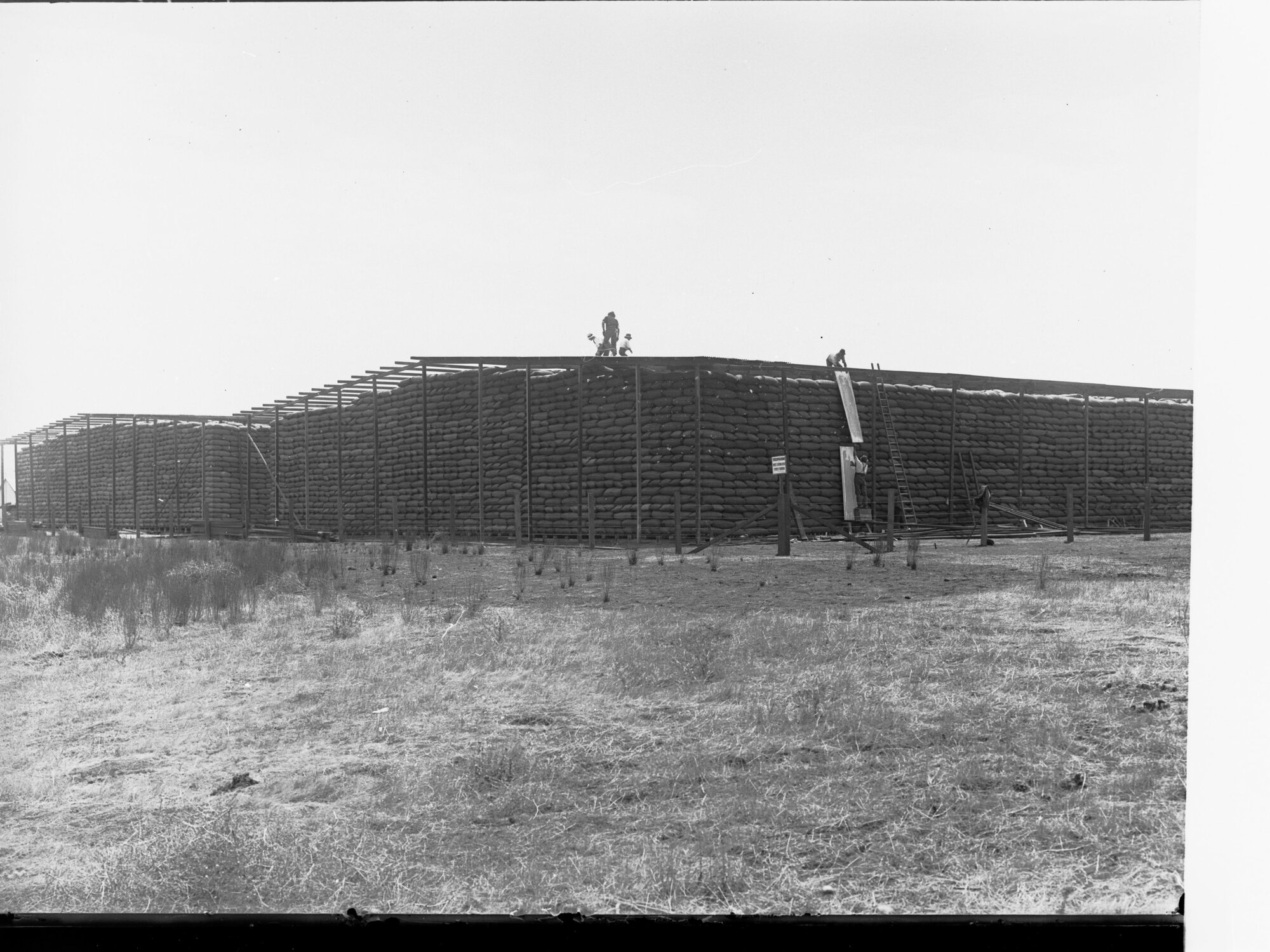 Wheat storage at Keswick - showing wheat stacks