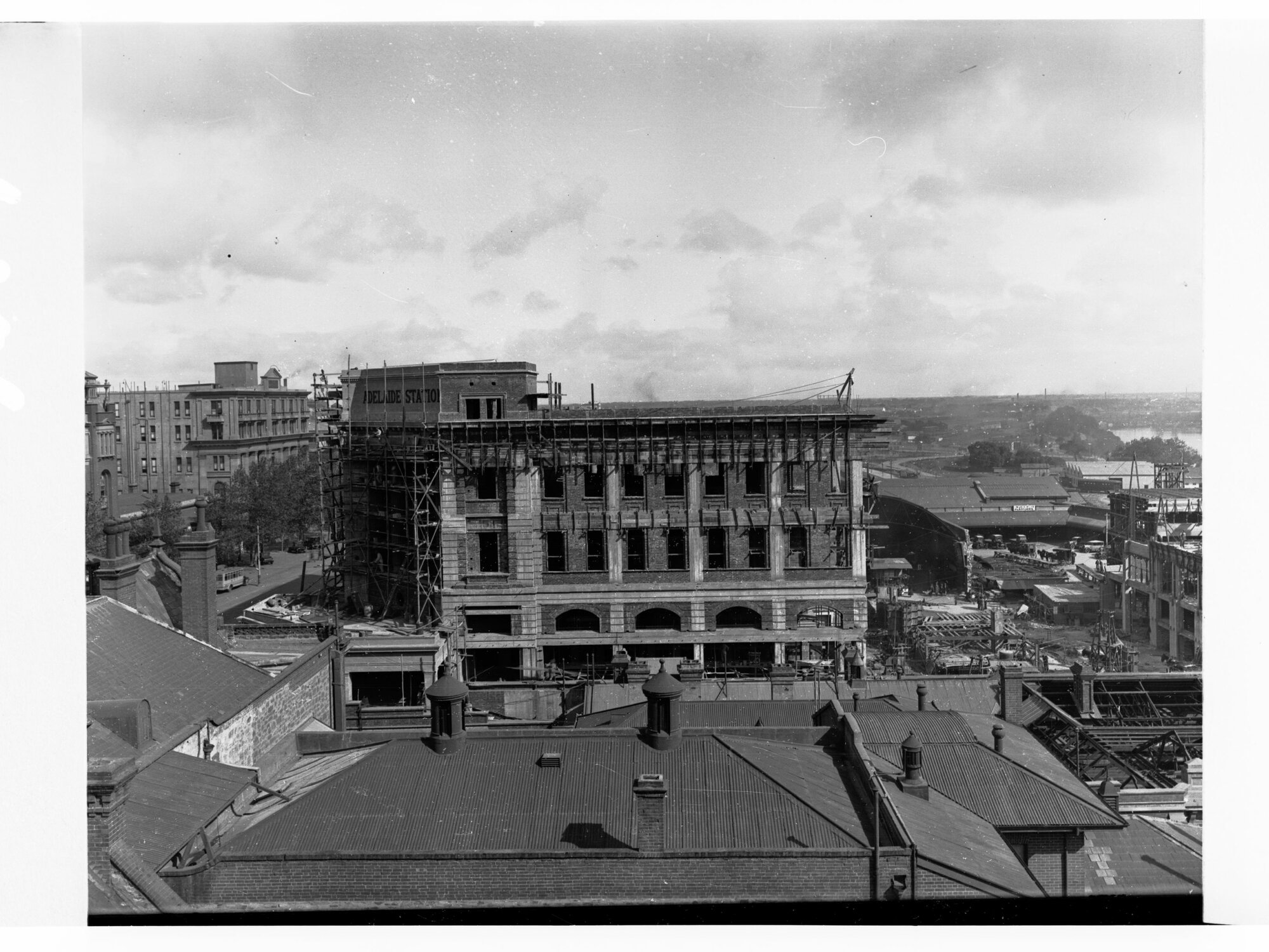Adelaide Railway Station Under Construction and North Terrace View