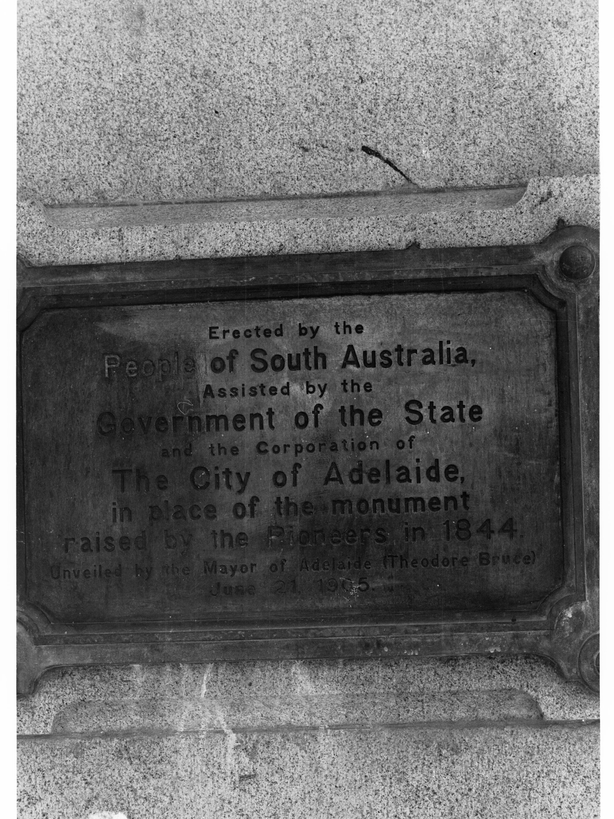 Memorial Plaque on Colonel Light's Tomb