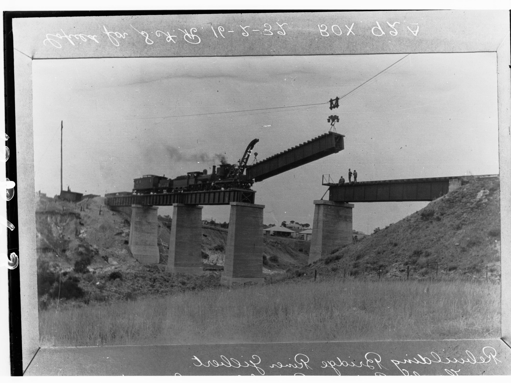 Rebuilding bridge over Gilbert River, Hamley Bridge, Balaklava Railway Line