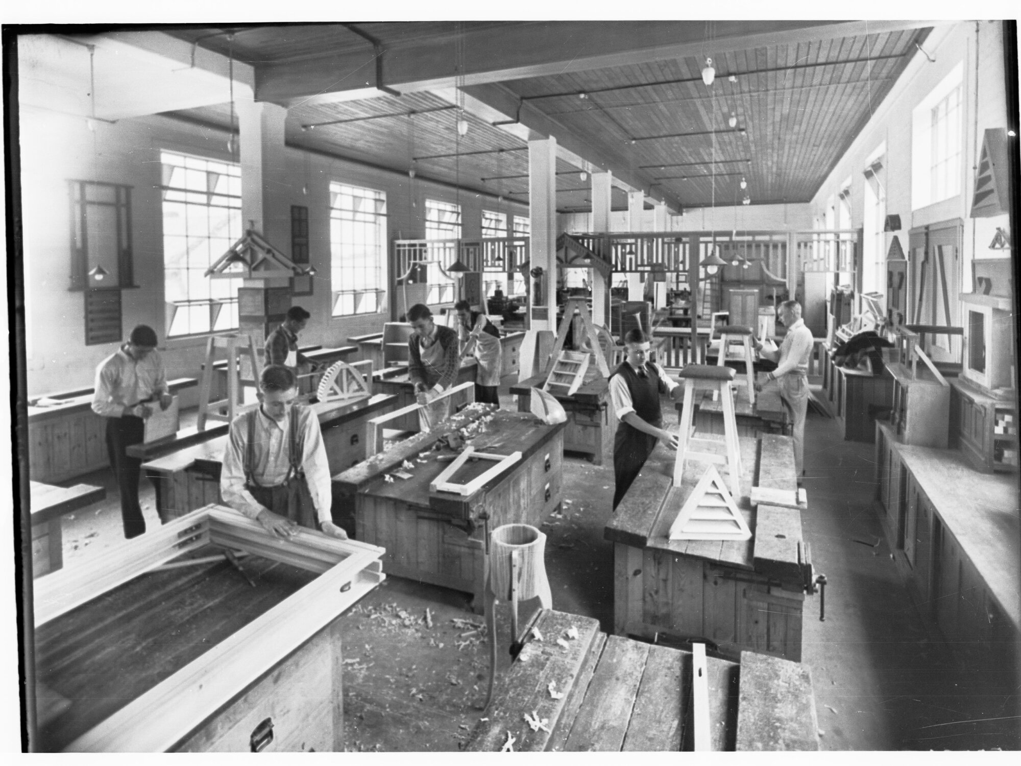 Woodwork room at the Trades School