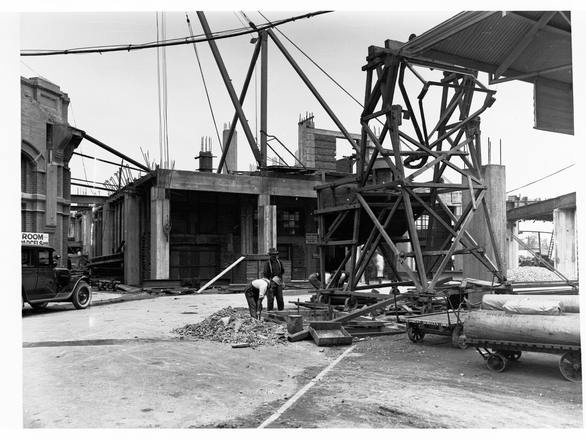 Construction of Adelaide Railway Station Showing Workers