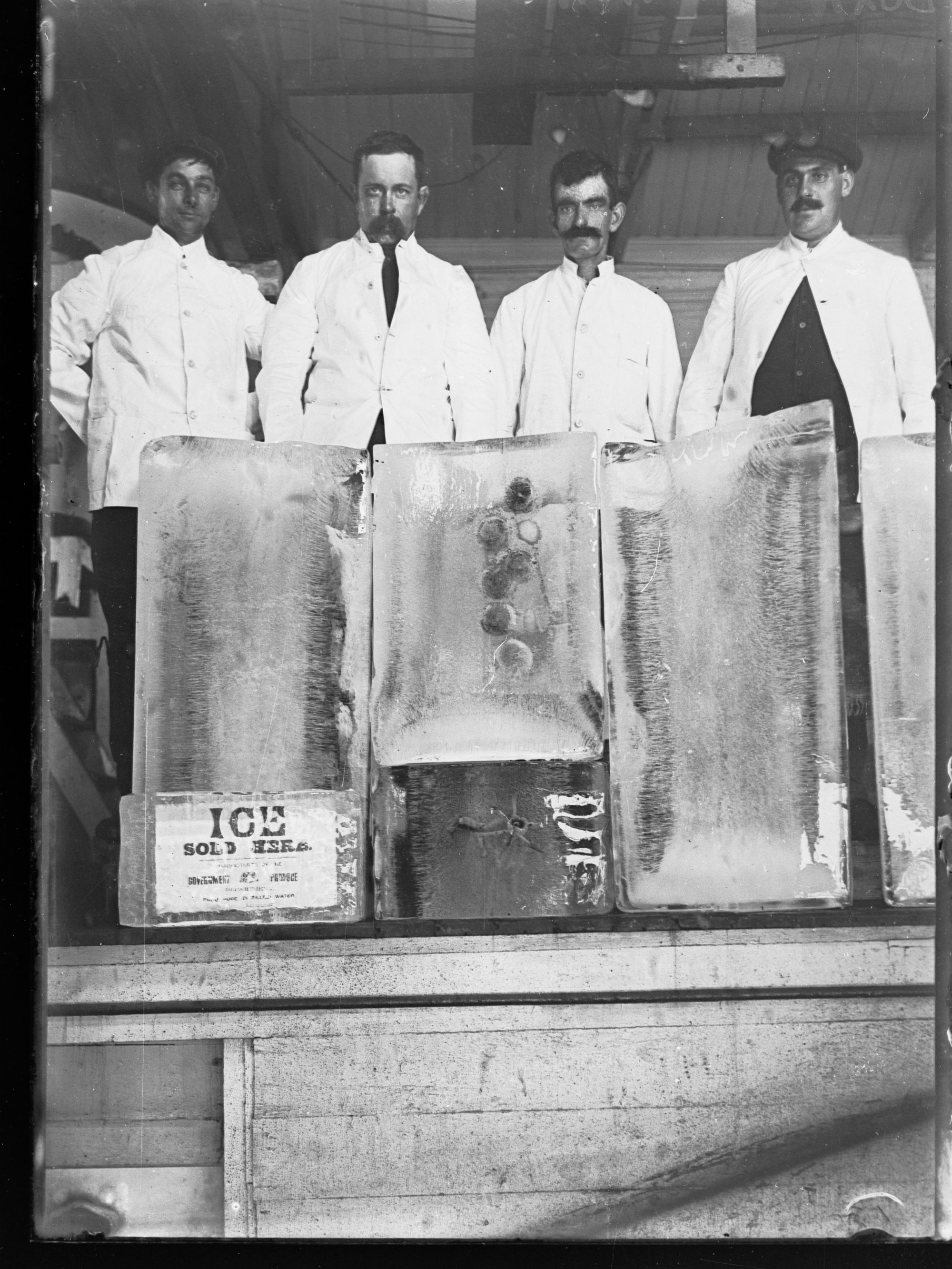 Blocks of ice made at the Government Produce Deptartment.