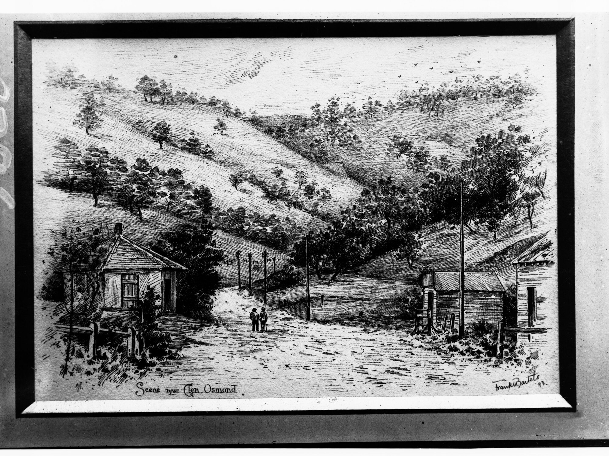 Sketch of Glen Osmond in 1893 showing old toll house (sketch by Frank Bartels) - copied for Archives Ddepartment 6 Dec 1923