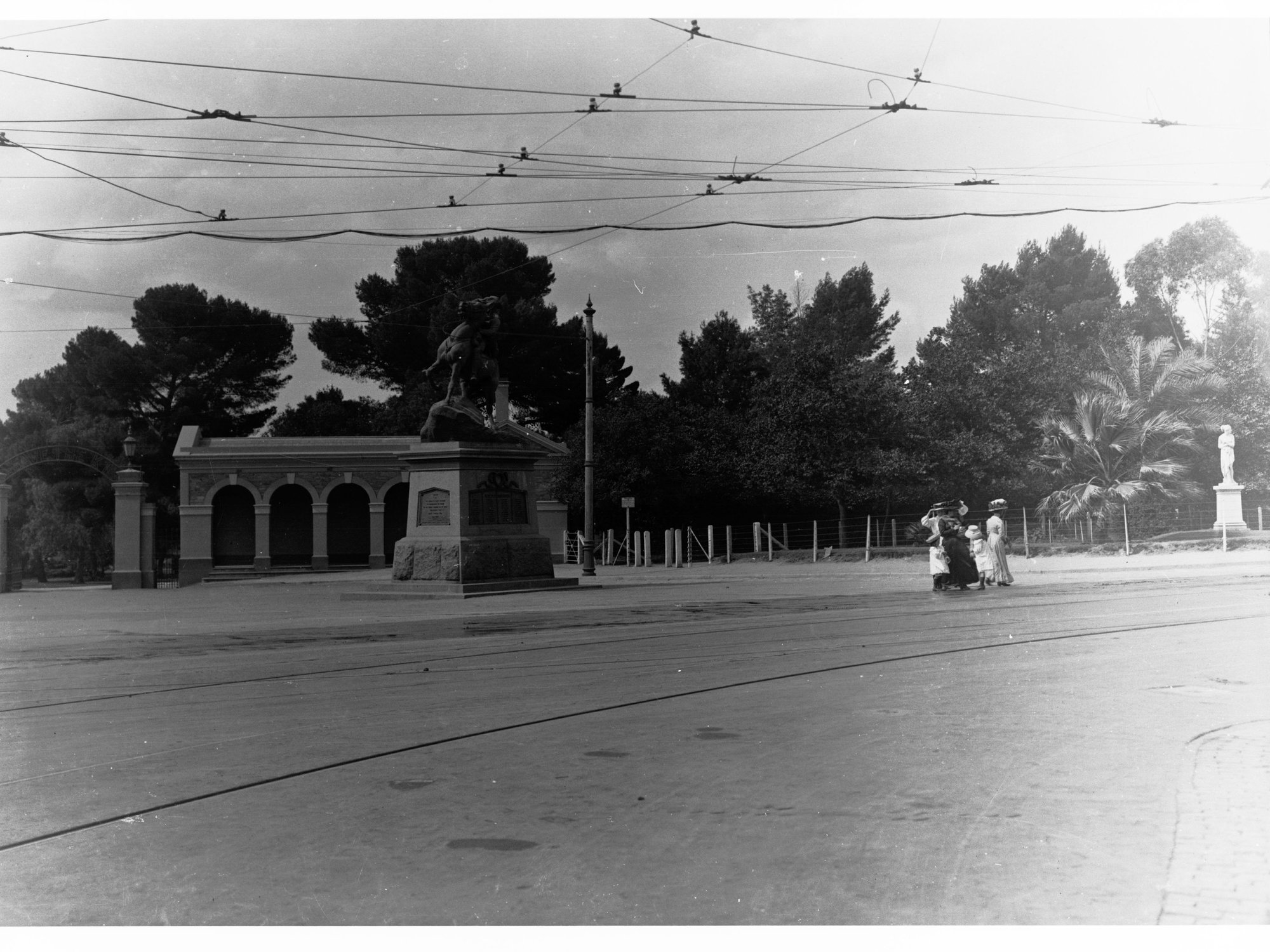 North Terrace Showing Boer War Memorial and Government House Gates