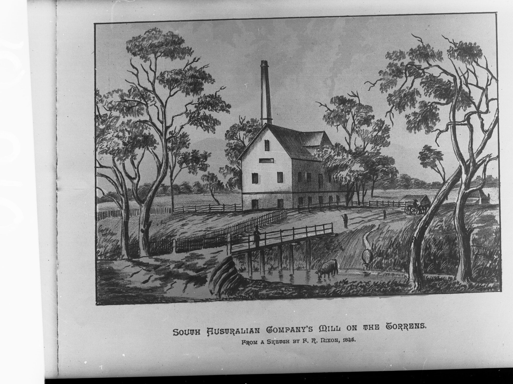 Sketch showing South Australian Company's Mill of River Torrens (F.R. Nixon)