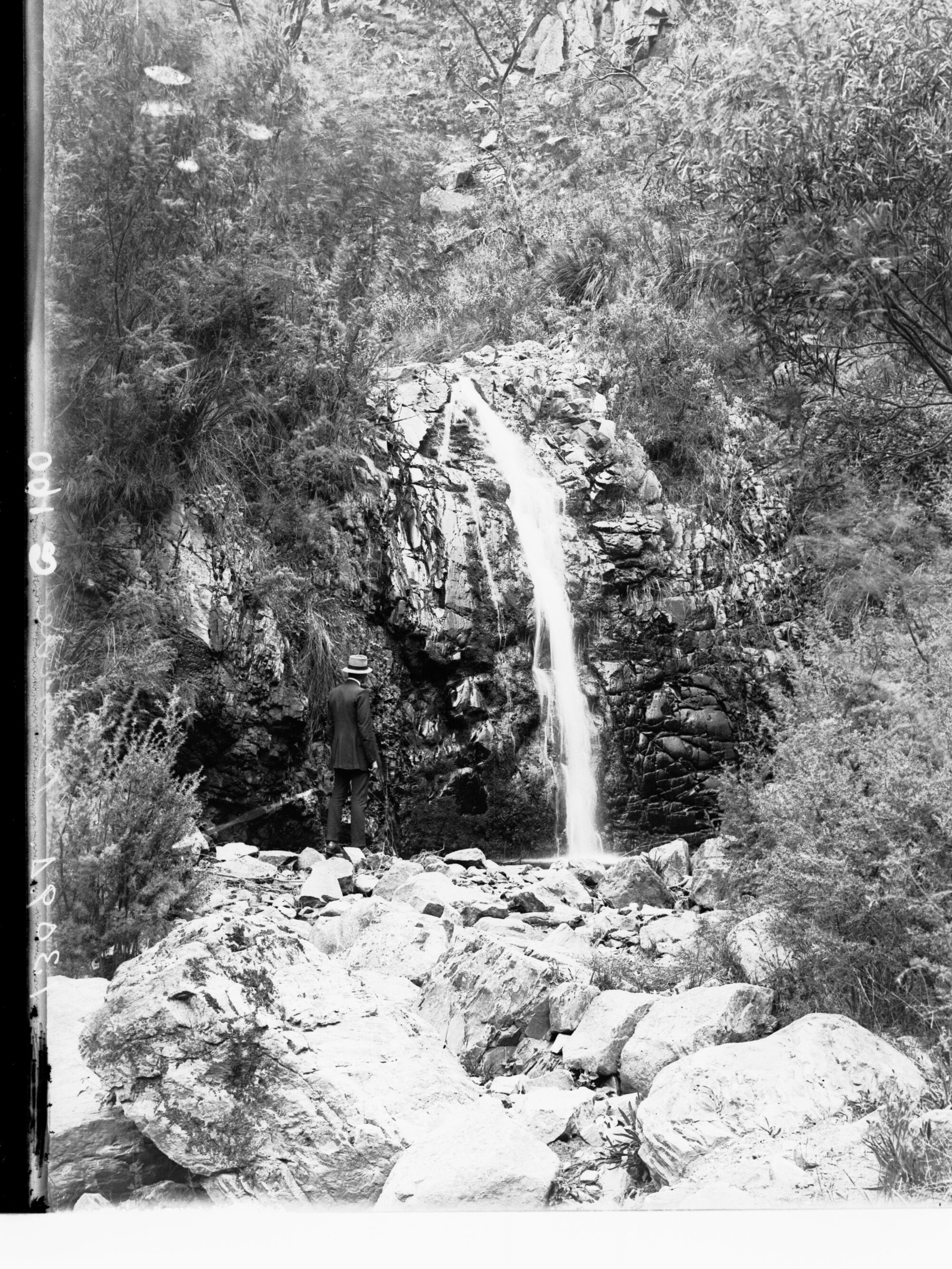 Man Looking at Second Fall, Waterfall Gully