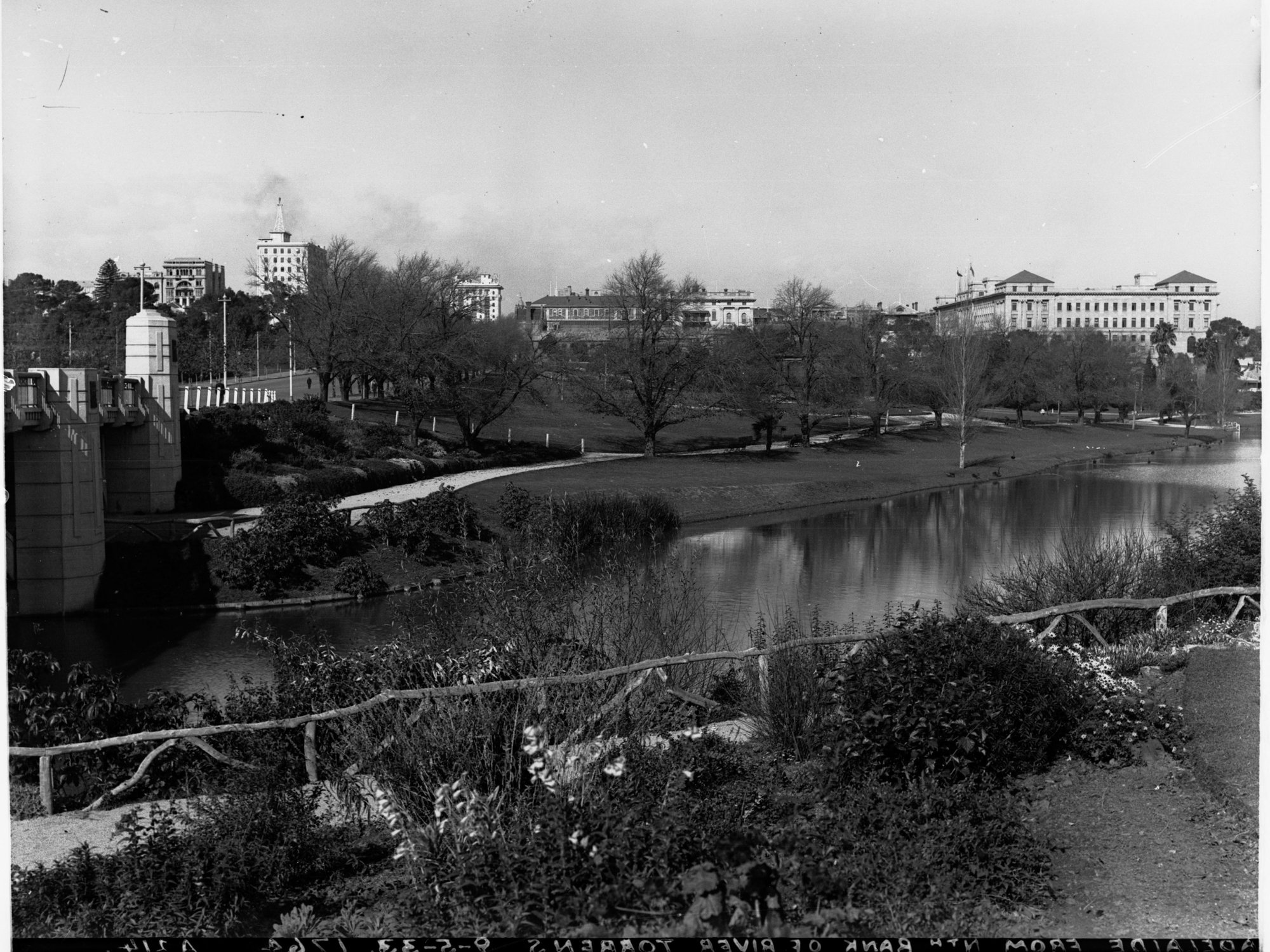 Adelaide from North Bank of River Torrens Showing King William Street Bridge