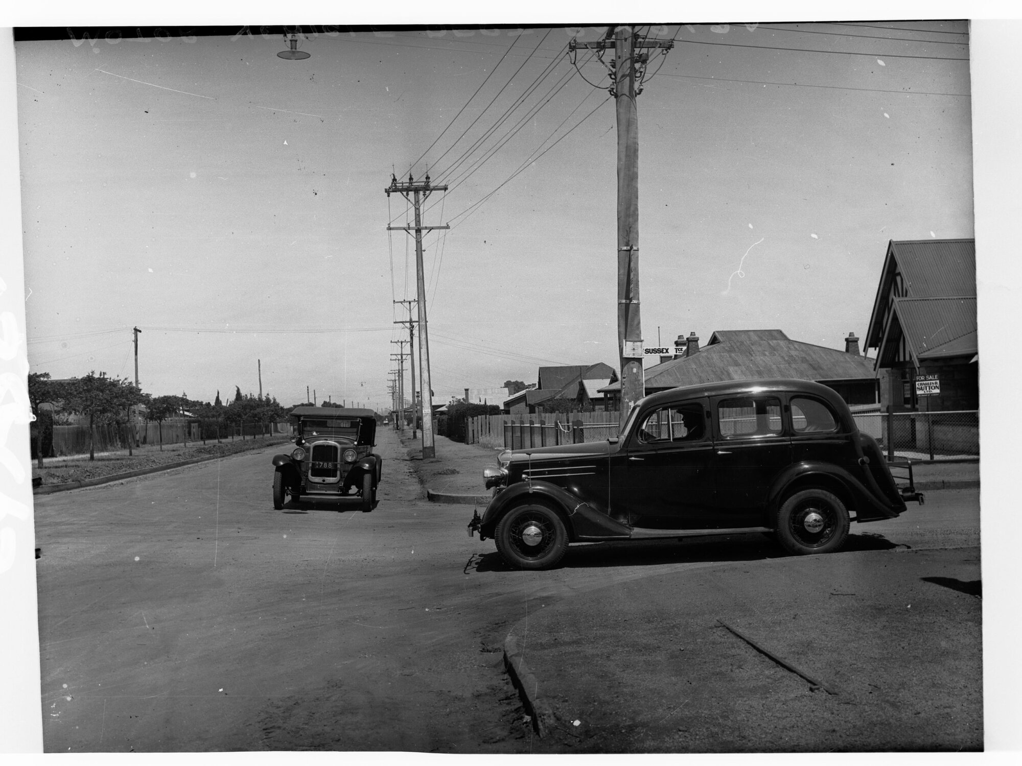 Automobiles at a T. junction